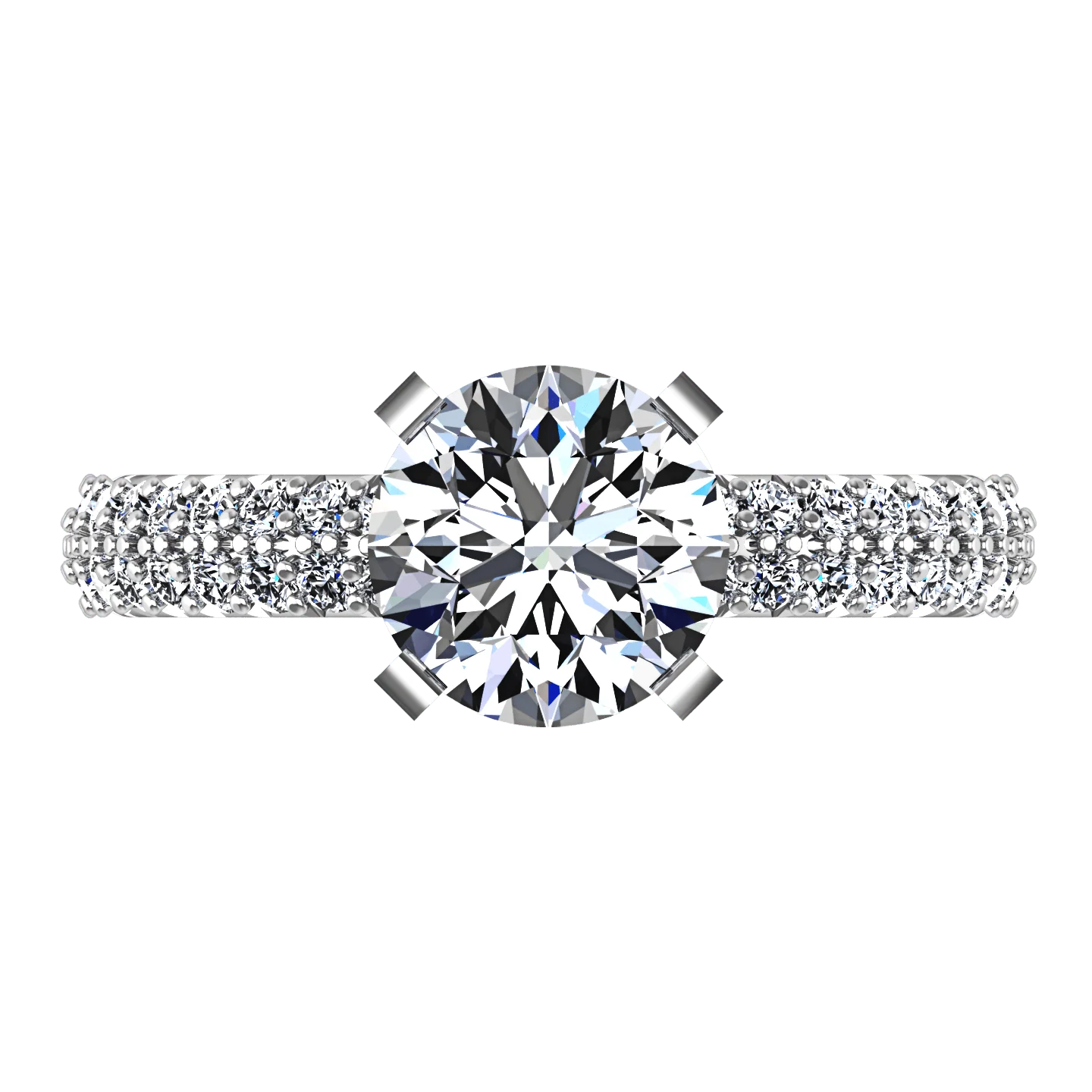 Round Diamond Pave Engagement Ring Gardenia 14K White Gold - Image 4