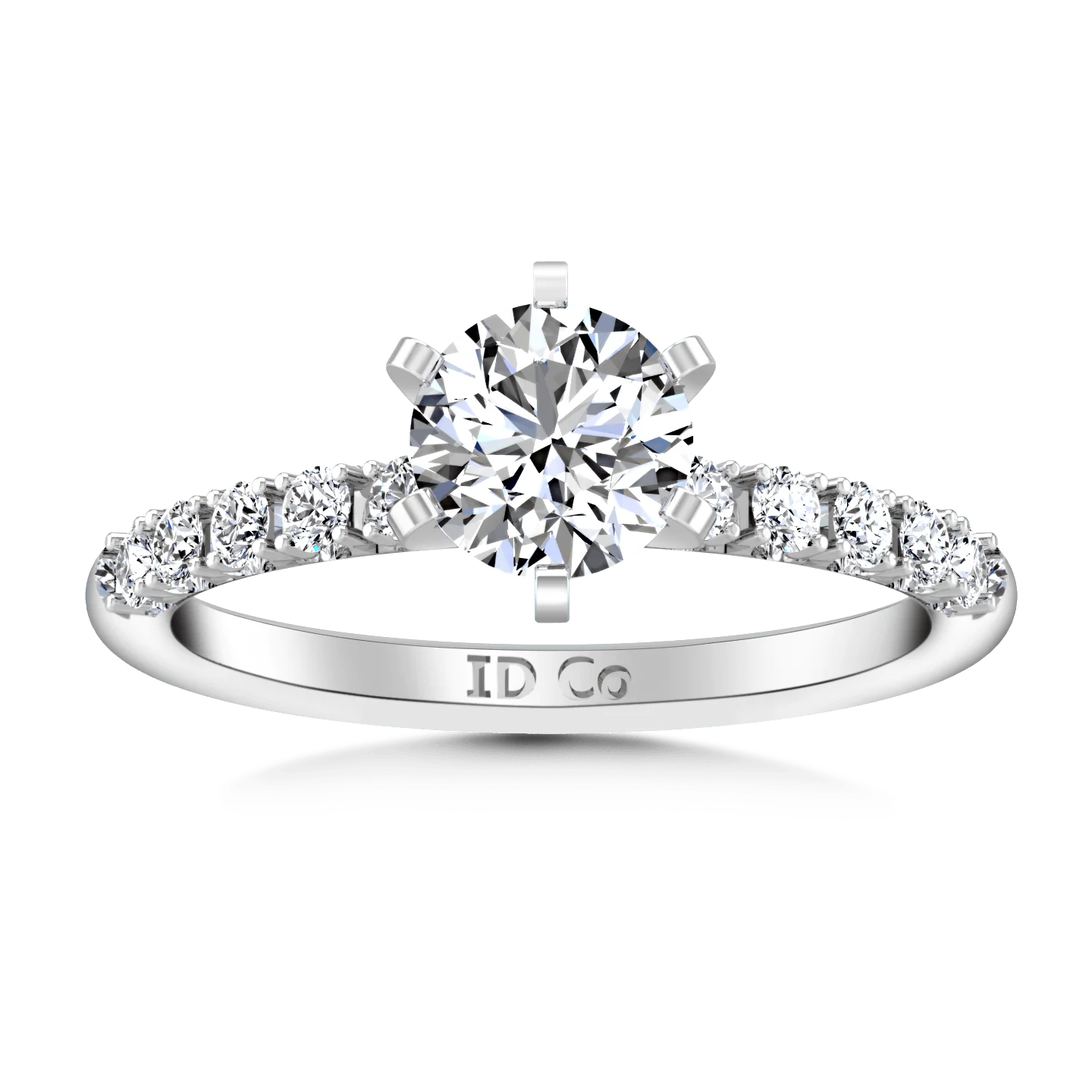 Round Diamond Pave Engagement Ring Grace 14K White Gold