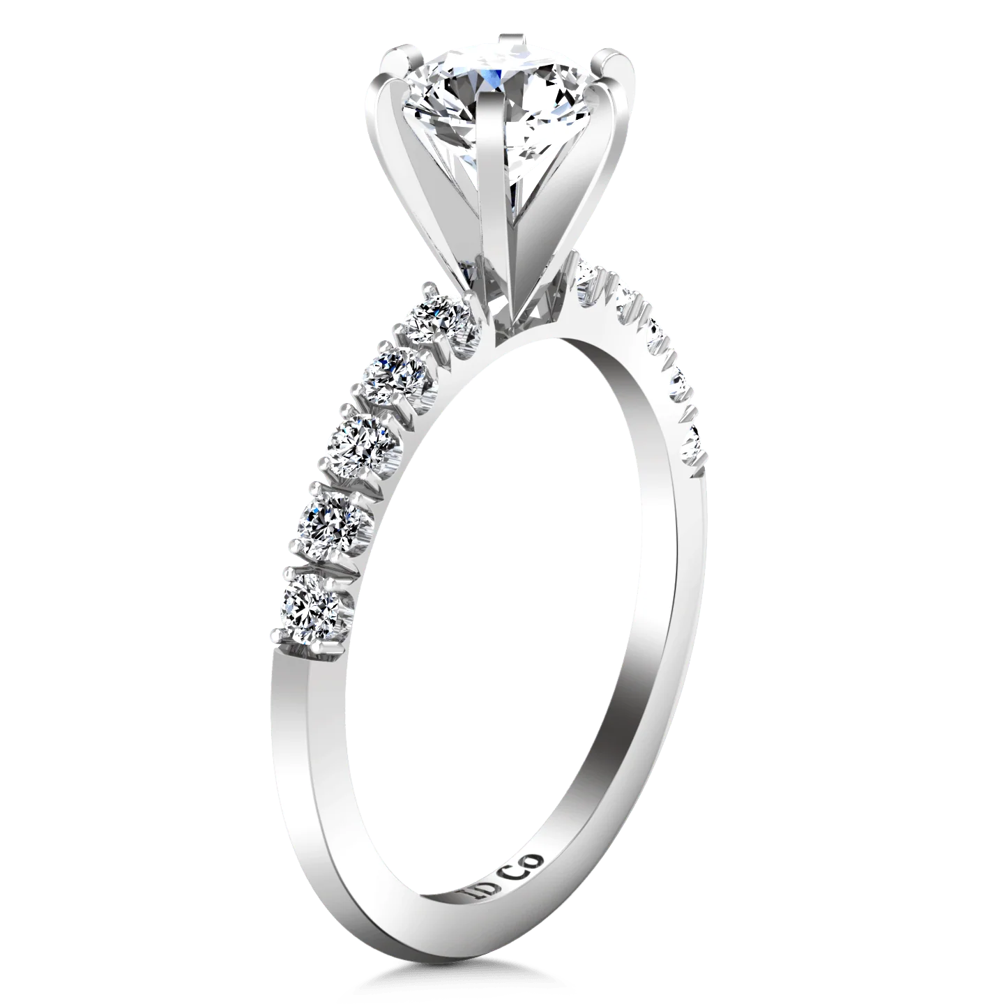 Round Diamond Pave Engagement Ring Grace 14K White Gold - Image 2
