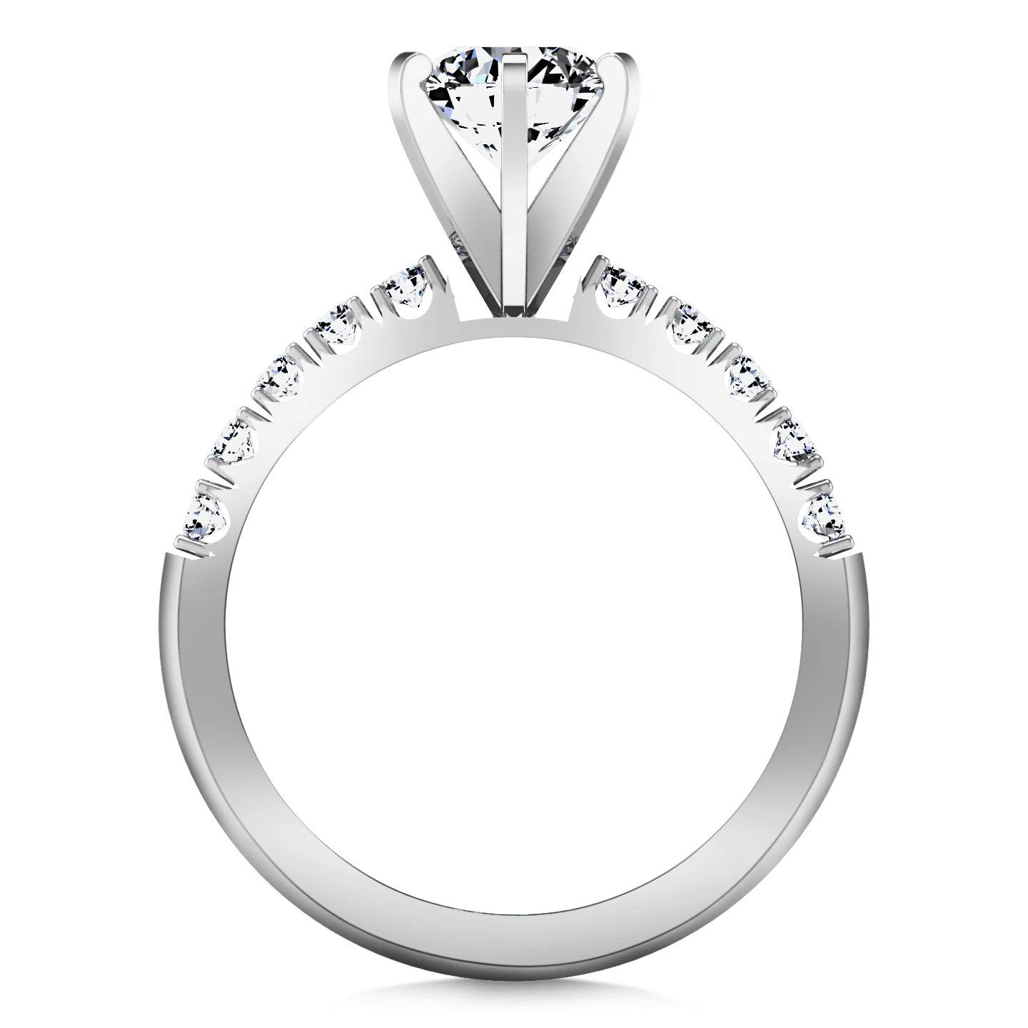 Round Diamond Pave Engagement Ring Grace 14K White Gold - Image 3