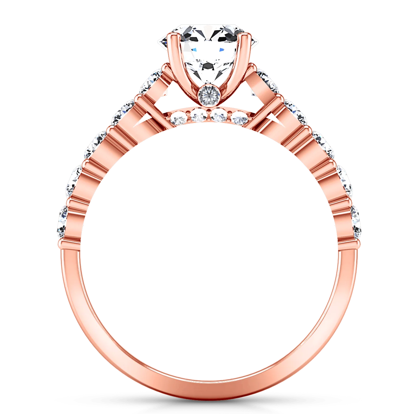 Pave Diamond Engagement Ring Grande 14K Rose Gold - Image 3