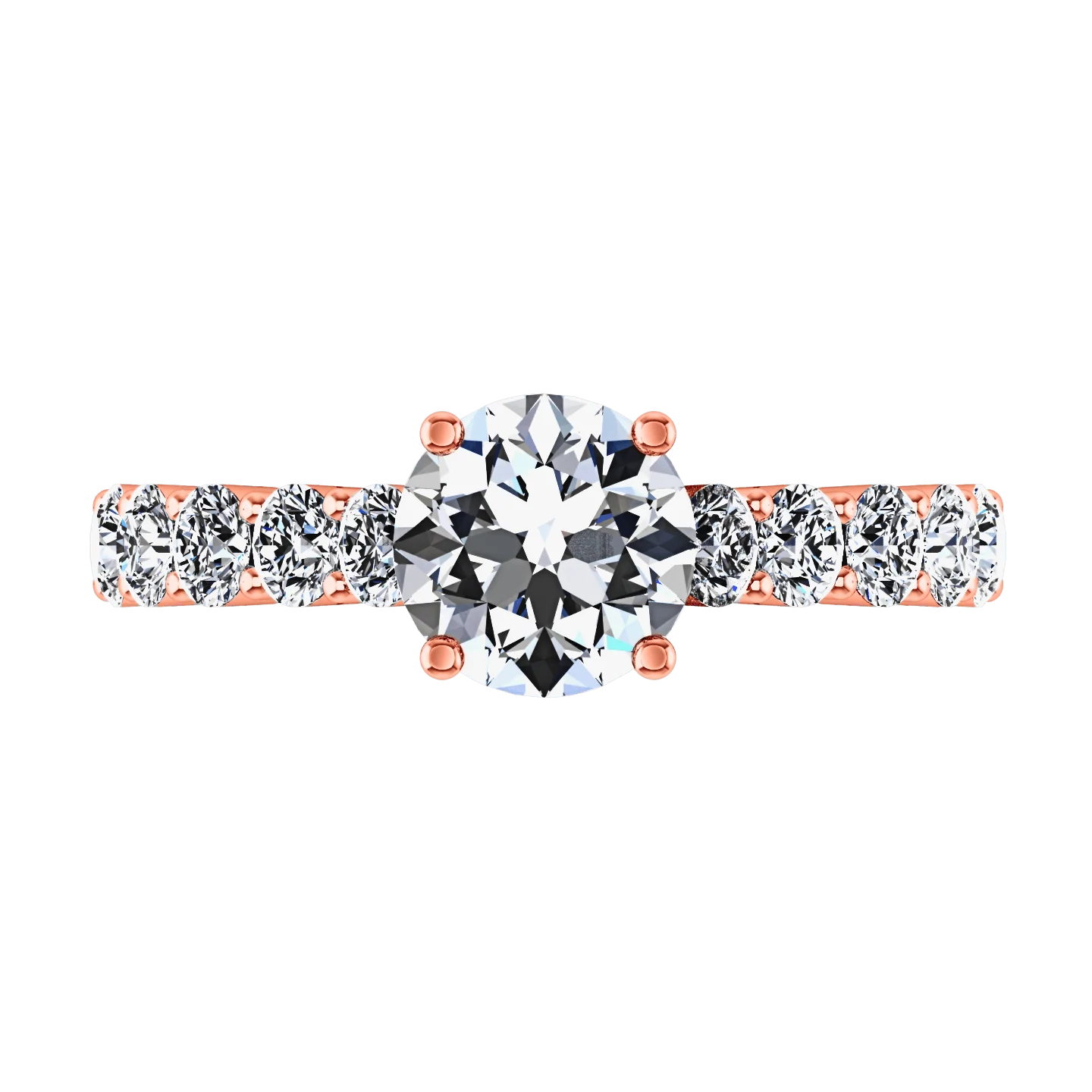 Pave Diamond Engagement Ring Grande 14K Rose Gold - Image 4
