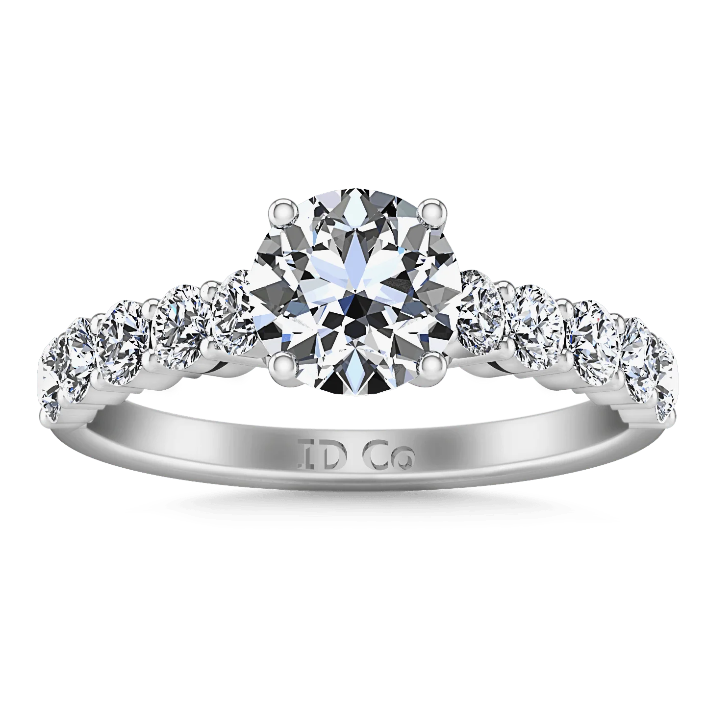 Round Diamond Pave Engagement Ring Grande 14K White Gold