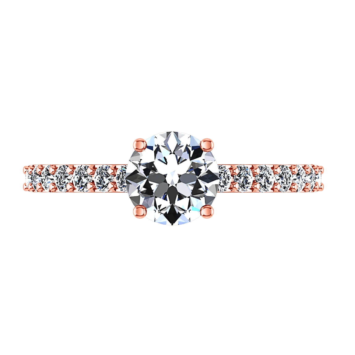 Pave Diamond Engagement Ring Harmoney 14K Rose Gold - Image 4