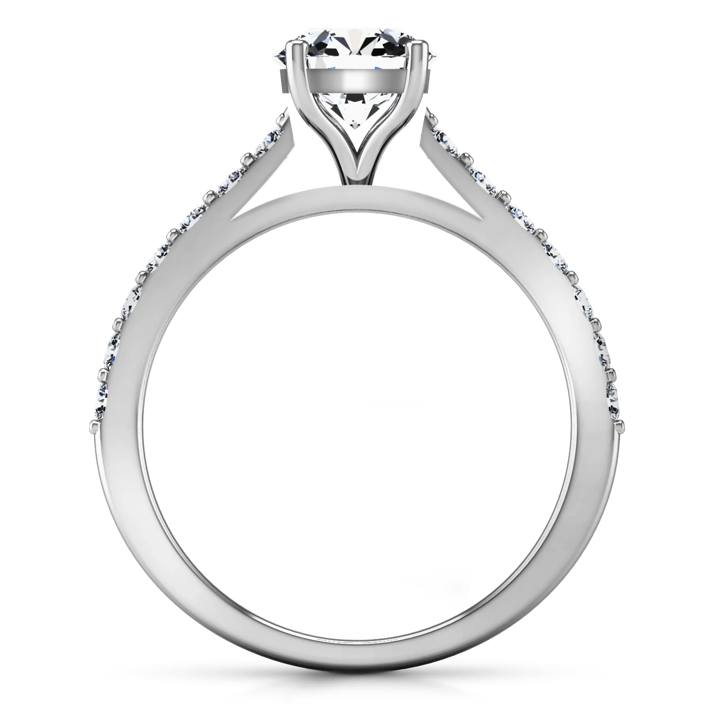 Round Diamond Pave Engagement Ring Harmoney 14K White Gold - Image 3