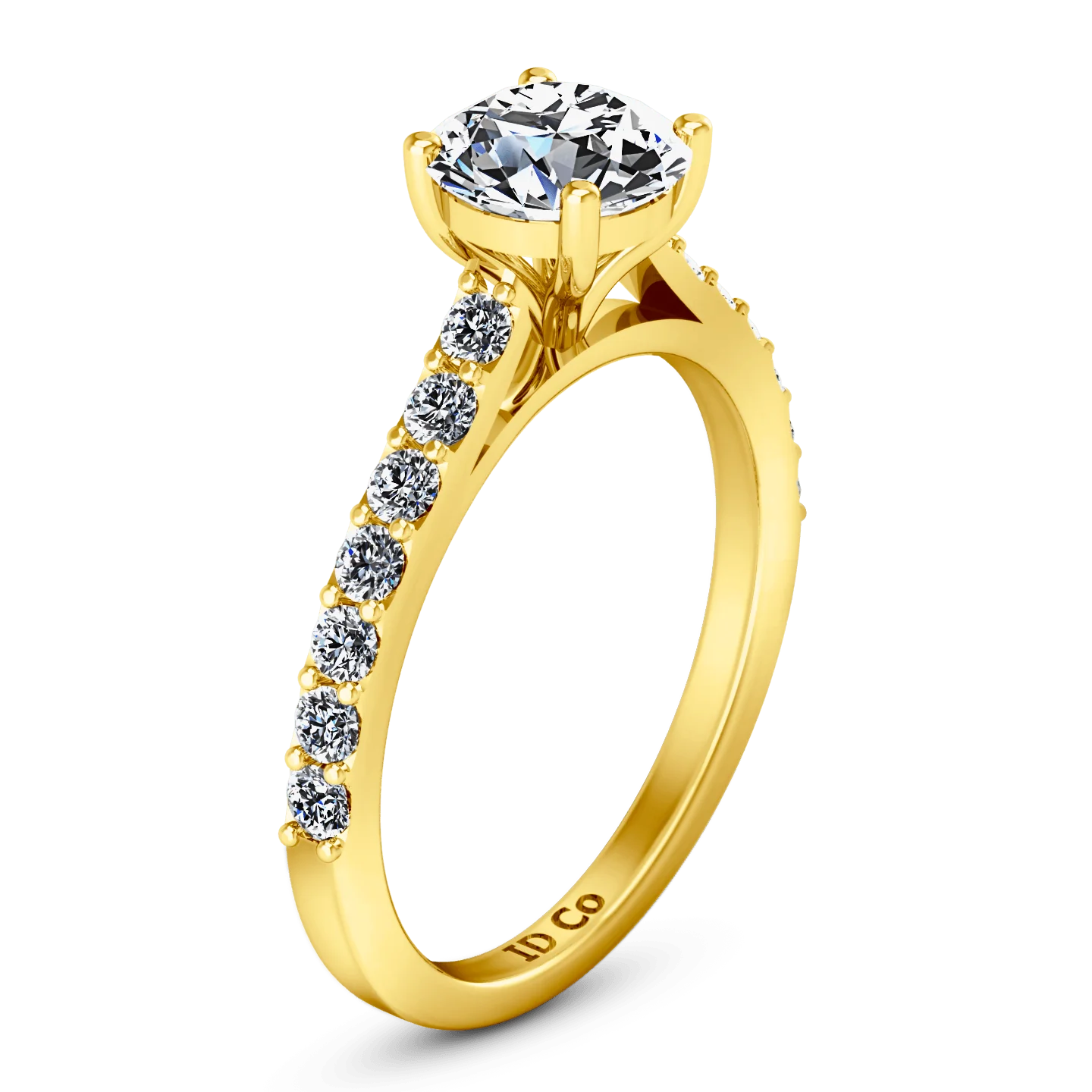 Pave Diamond EngagementRing Harmoney 14K Yellow Gold - Image 2