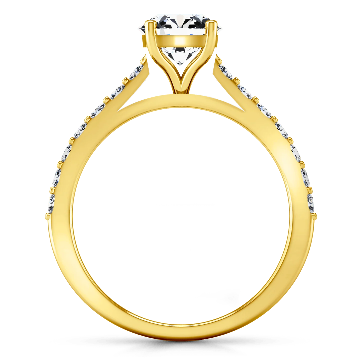 Pave Diamond EngagementRing Harmoney 14K Yellow Gold - Image 3