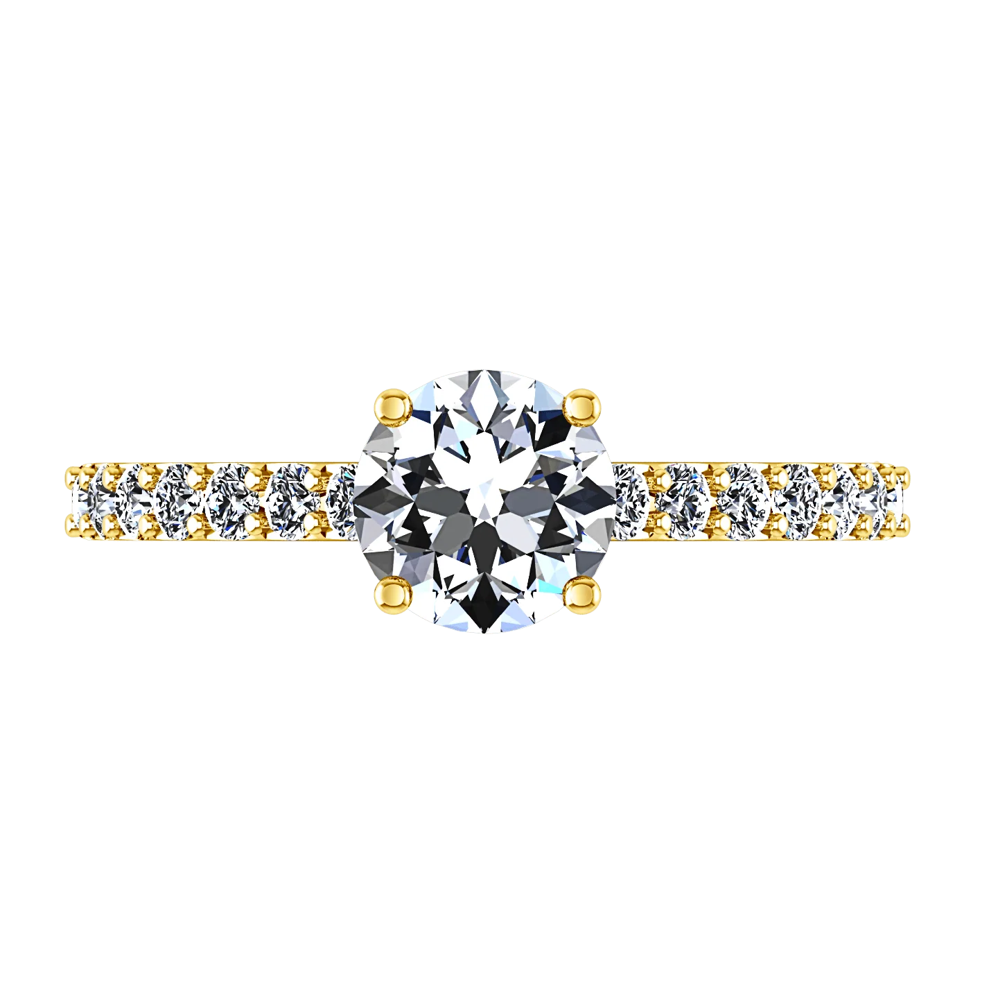 Pave Diamond EngagementRing Harmoney 14K Yellow Gold - Image 4