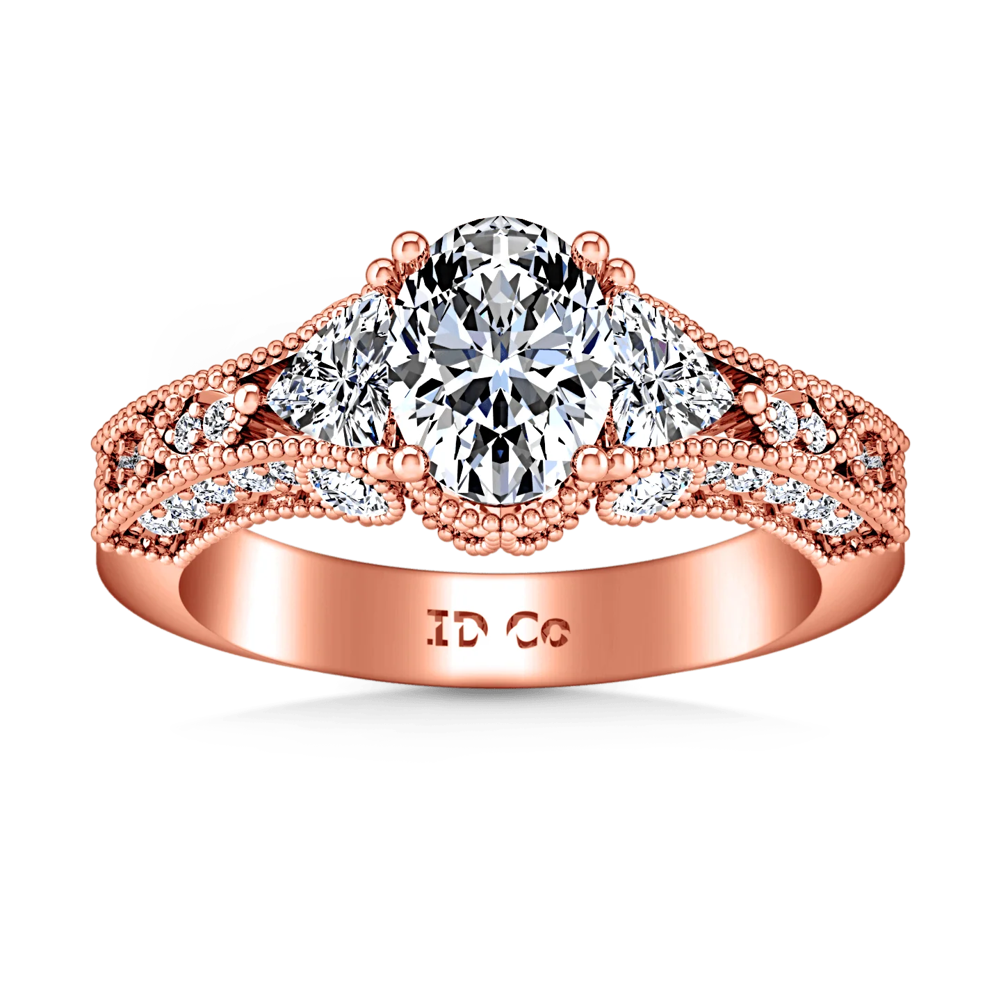 Pave Diamond Engagement Ring Heritage 14K Rose Gold
