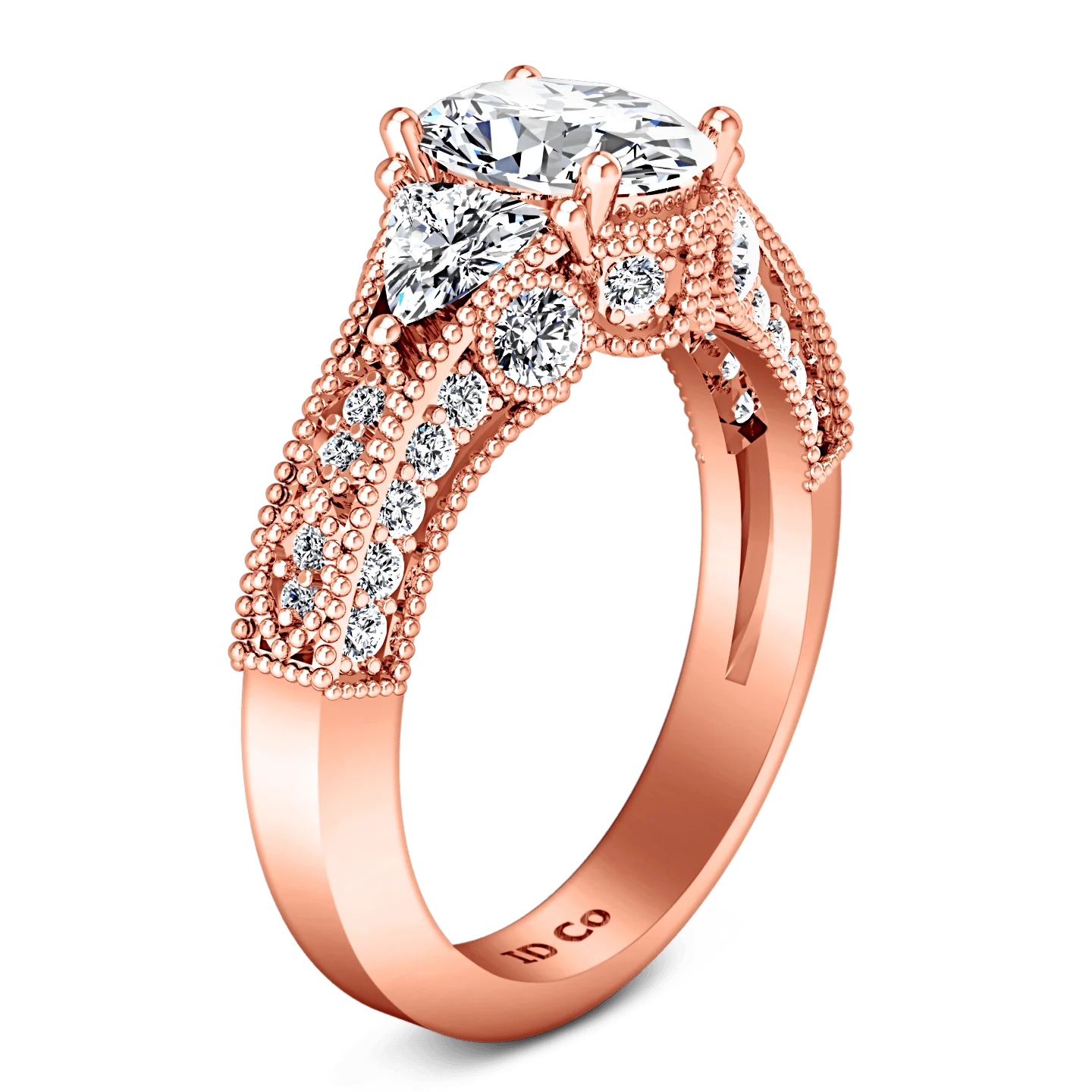 Pave Diamond Engagement Ring Heritage 14K Rose Gold - Image 2