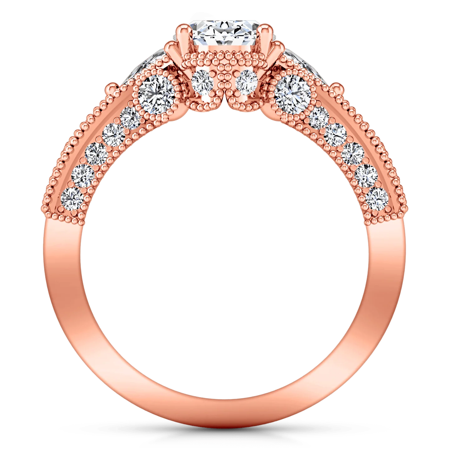 Pave Diamond Engagement Ring Heritage 14K Rose Gold - Image 3