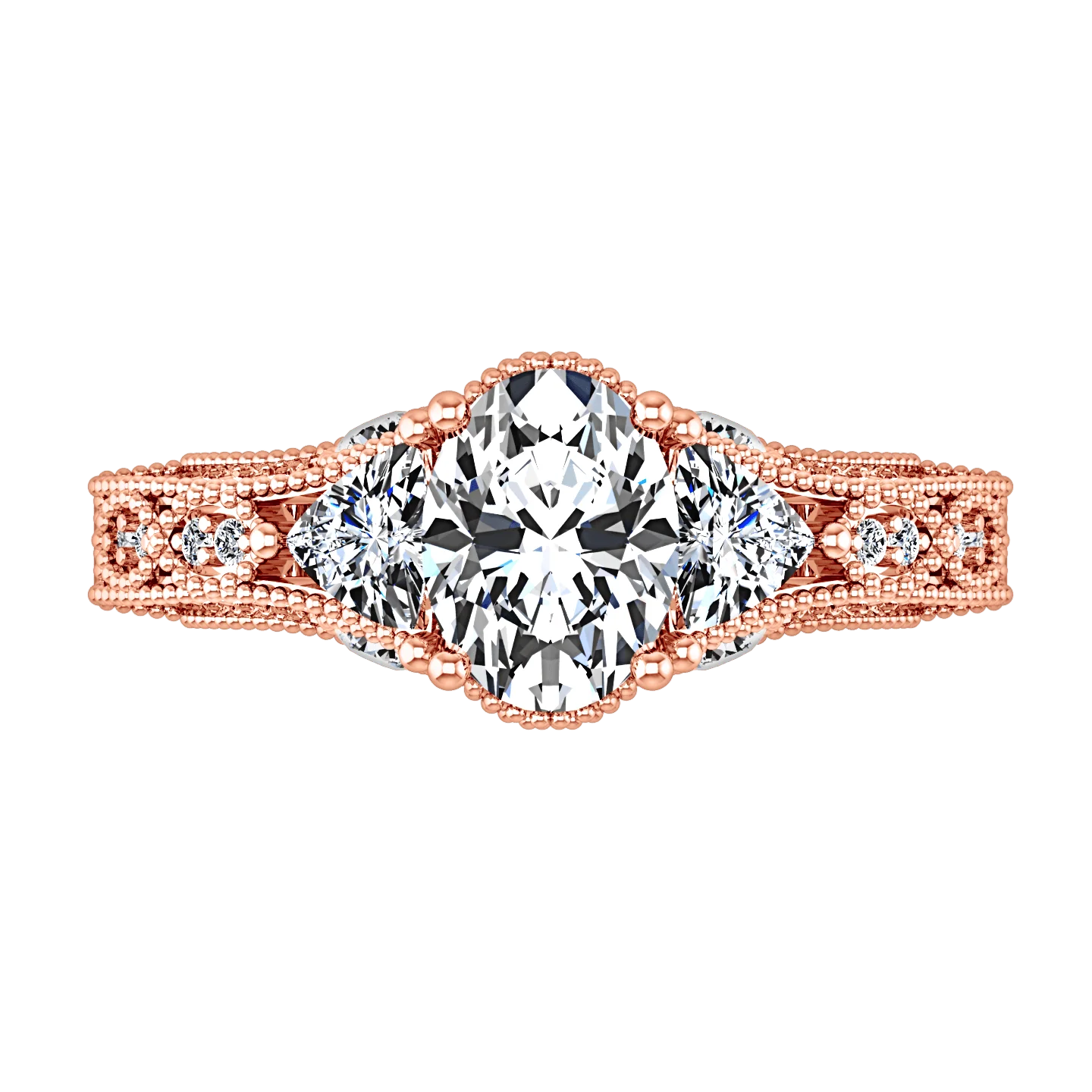 Pave Diamond Engagement Ring Heritage 14K Rose Gold - Image 4