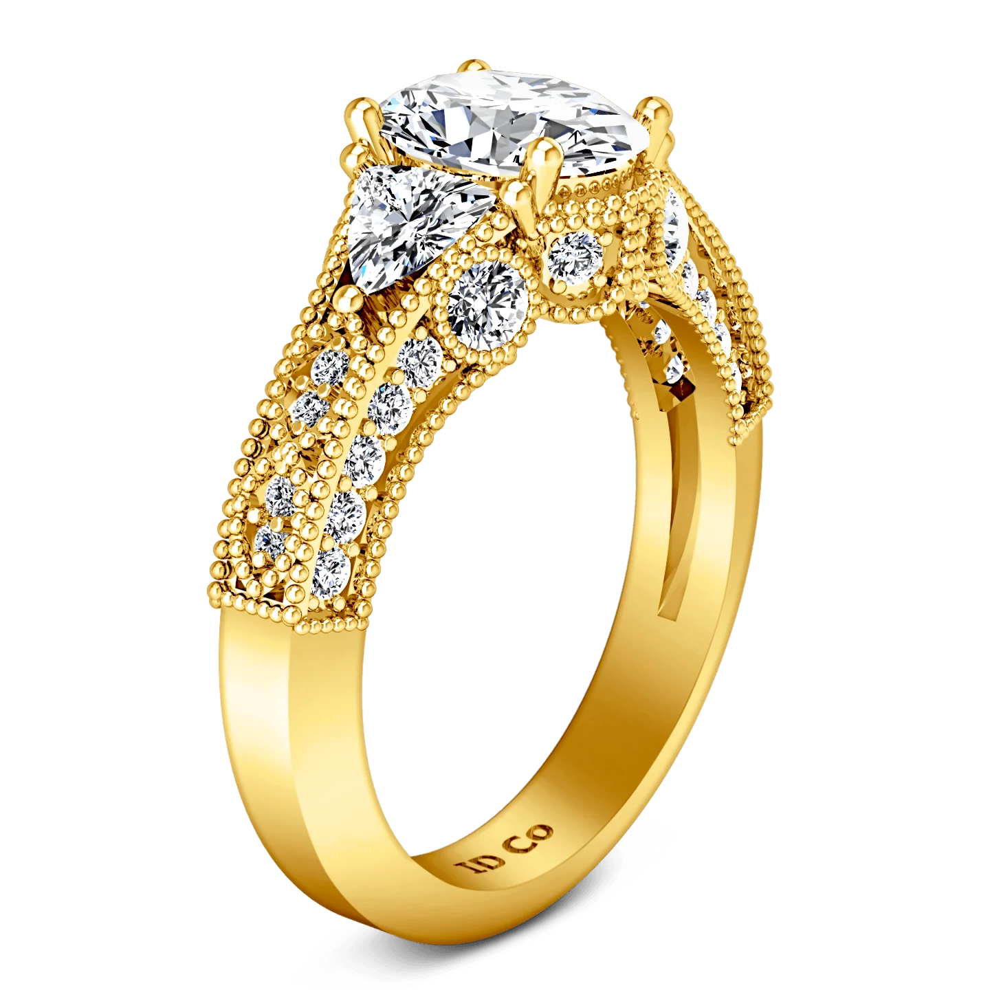 Pave Diamond EngagementRing Heritage 14K Yellow Gold - Image 2