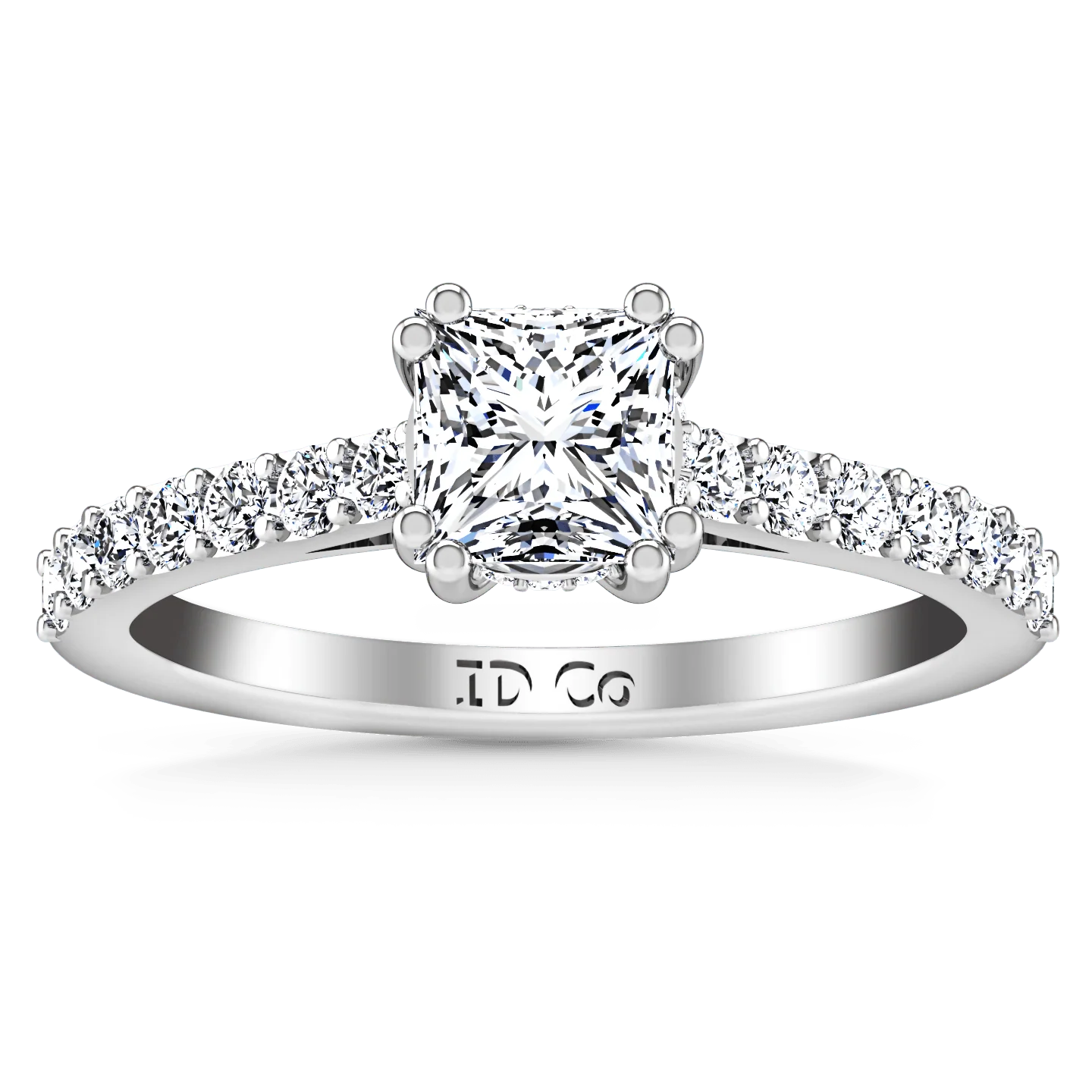 Pave Princess Cut Diamond Engagement Ring Jasmine 14K White Gold