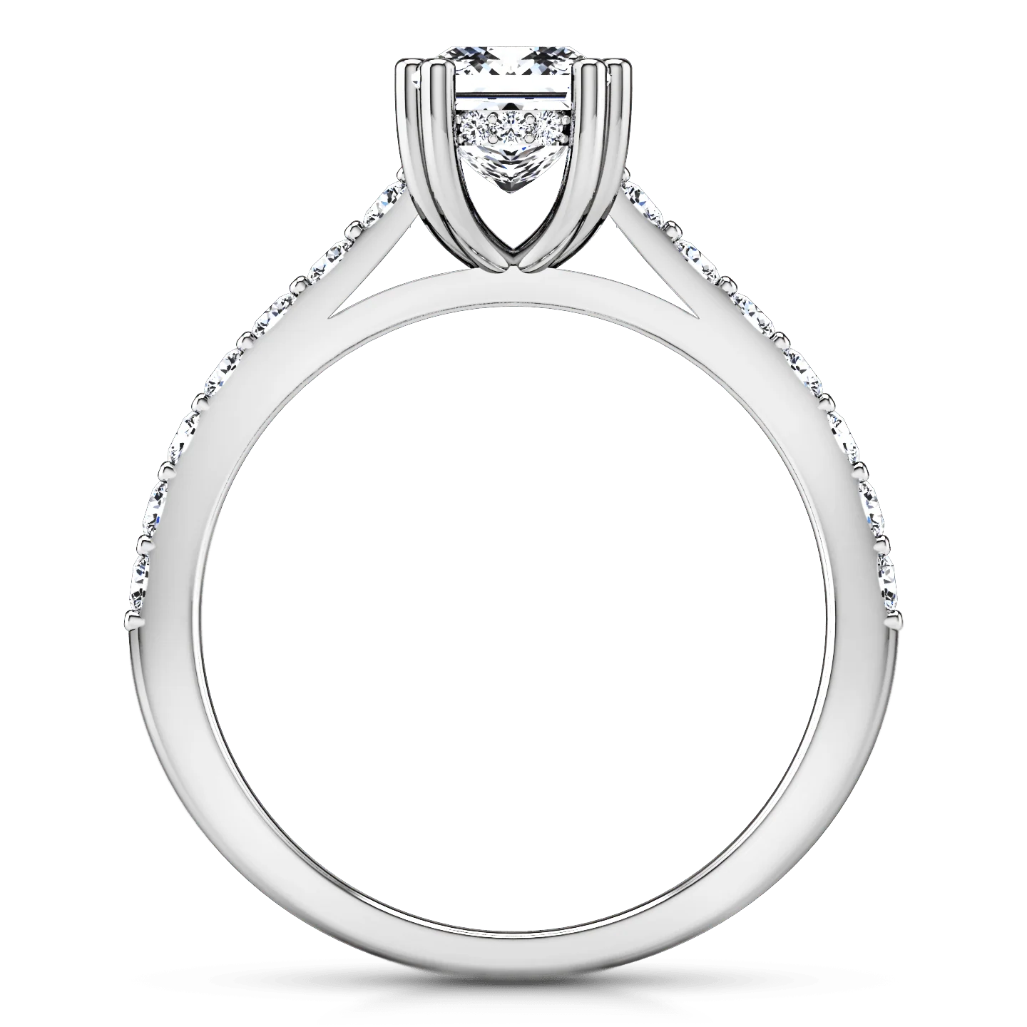 Pave Princess Cut Diamond Engagement Ring Jasmine 14K White Gold - Image 3