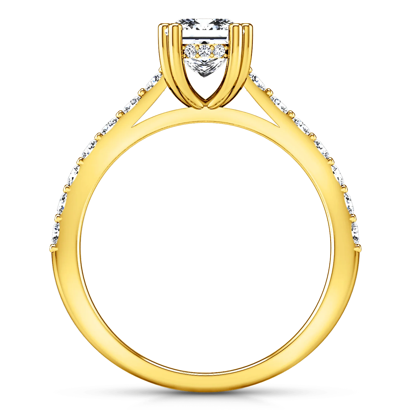 Pave Princess Cut Engagement Ring Jasmine 14K Yellow Gold - Image 3