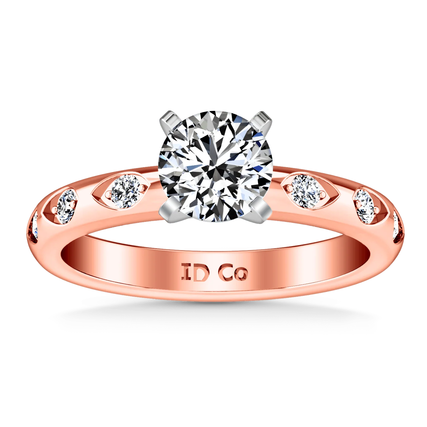 Pave Diamond Engagement Ring Jazz 14K Rose Gold