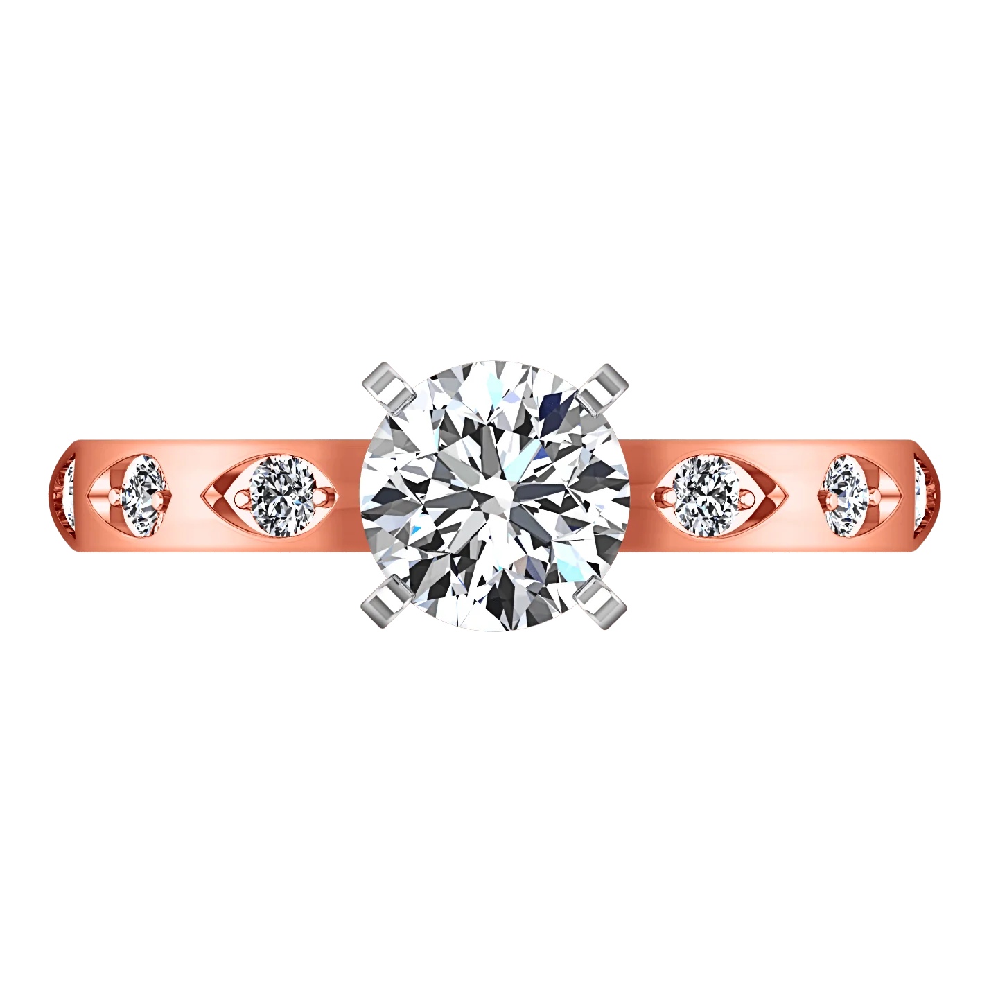 Pave Diamond Engagement Ring Jazz 14K Rose Gold - Image 3