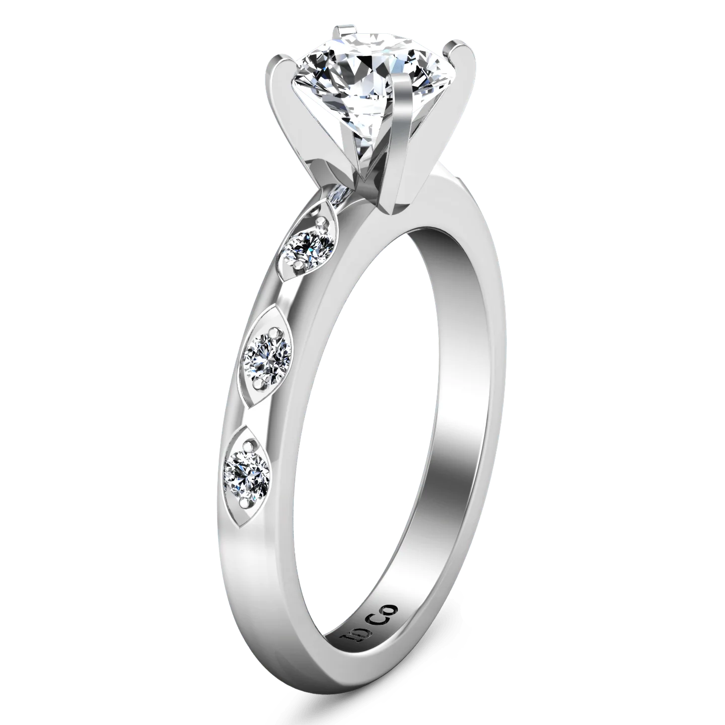 Round Diamond Pave Engagement Ring Jazz 14K White Gold - Image 2