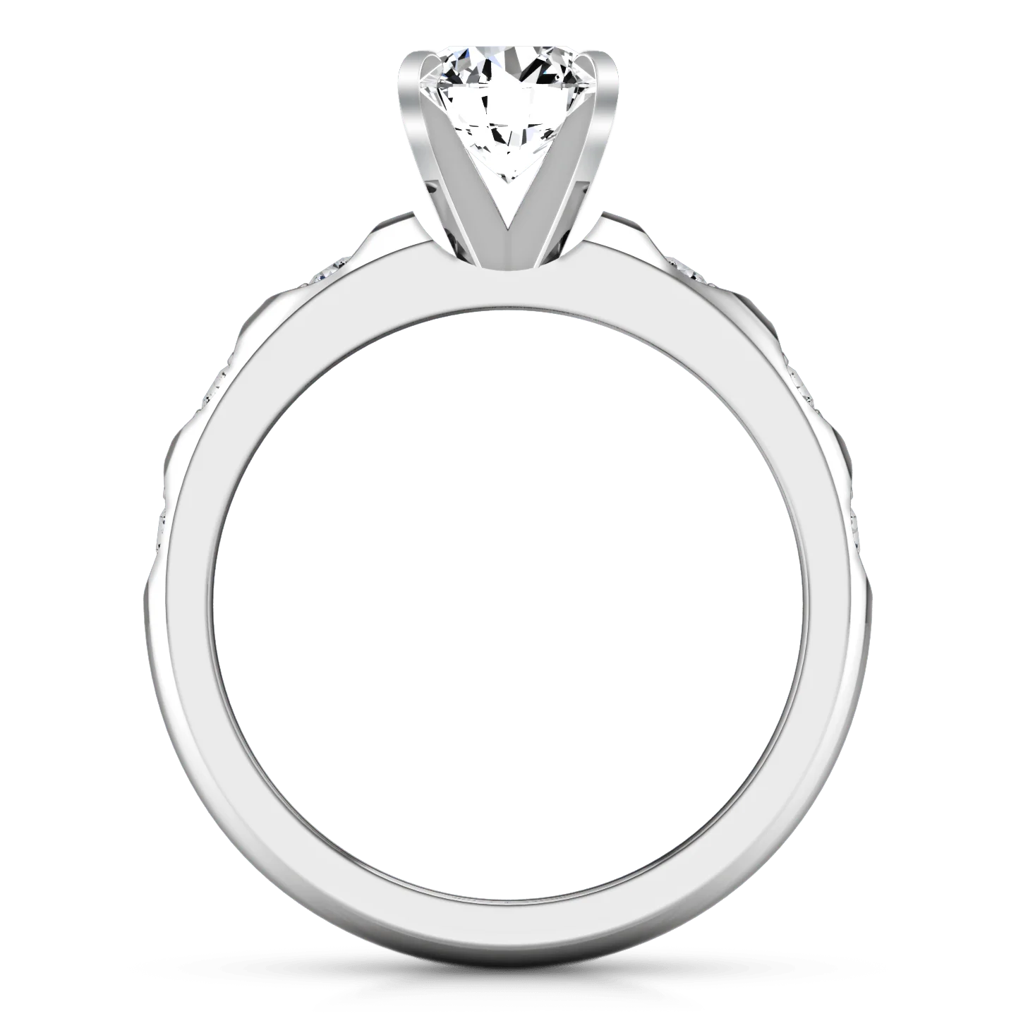 Round Diamond Pave Engagement Ring Jazz 14K White Gold - Image 4