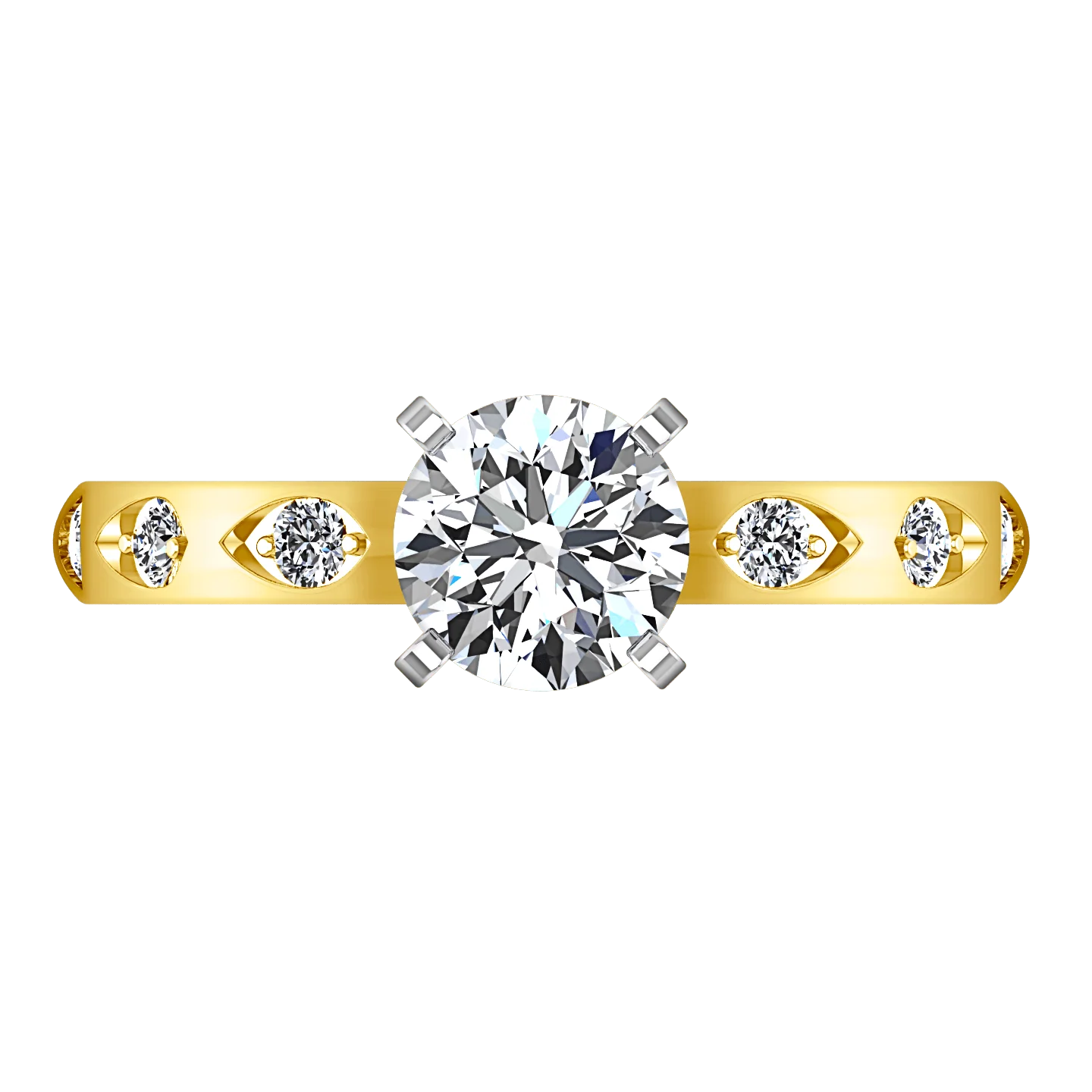 Pave Diamond EngagementRing Jazz 14K Yellow Gold - Image 4