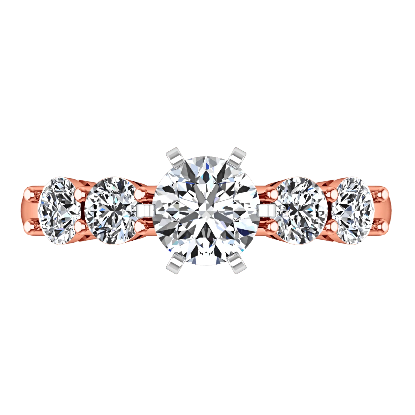 Pave Diamond Engagement Ring Journey 14K Rose Gold - Image 3