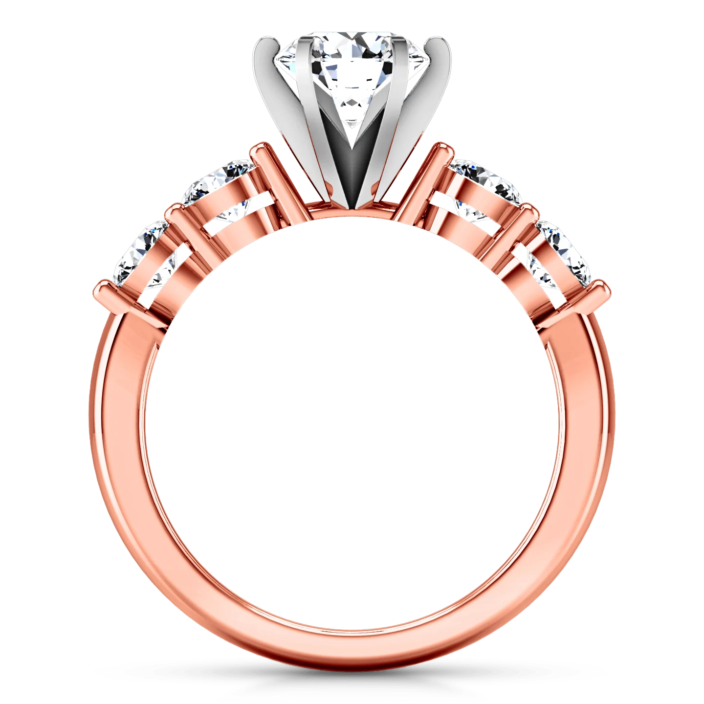 Pave Diamond Engagement Ring Journey 14K Rose Gold - Image 4