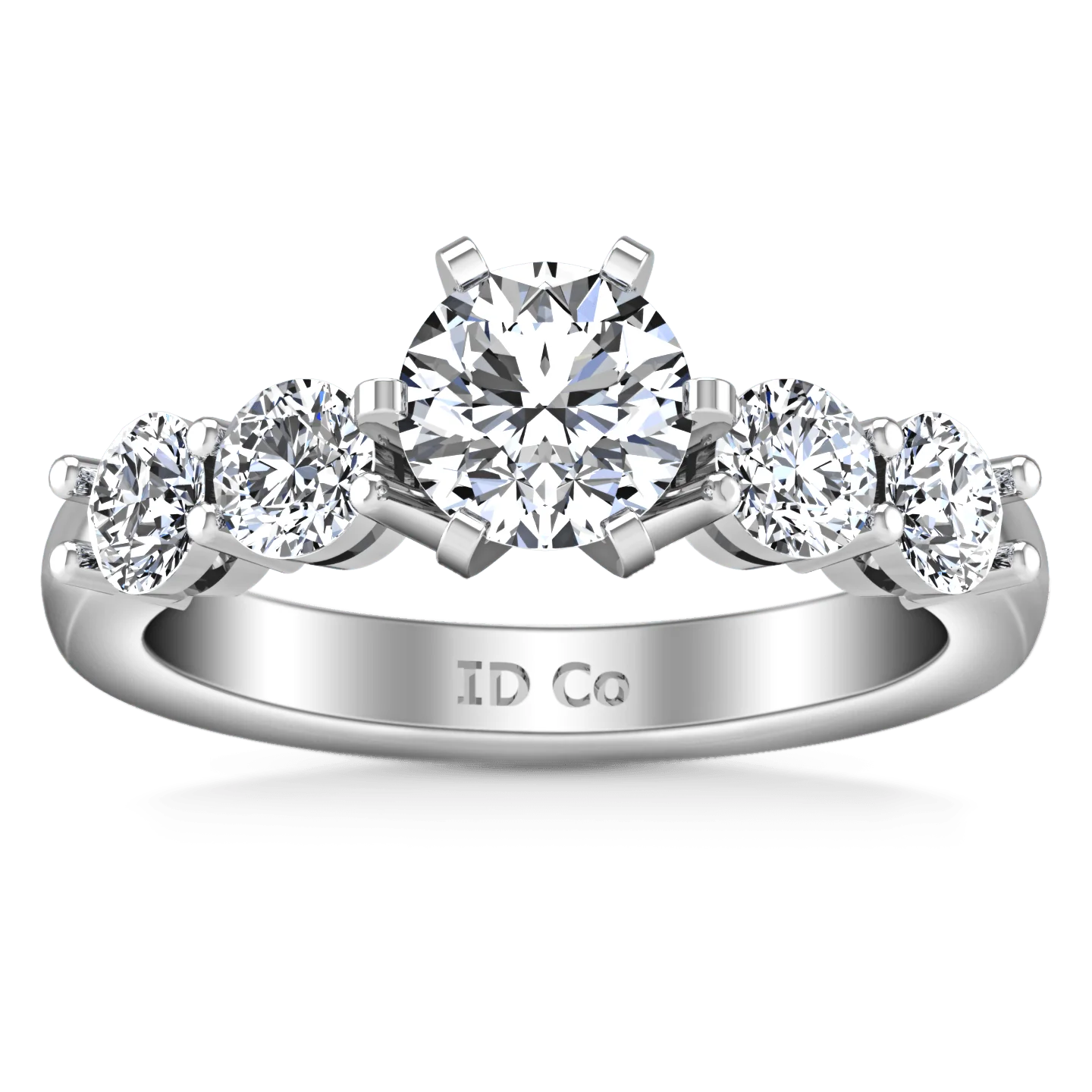 Round Diamond Pave Engagement Ring Journey 14K White Gold