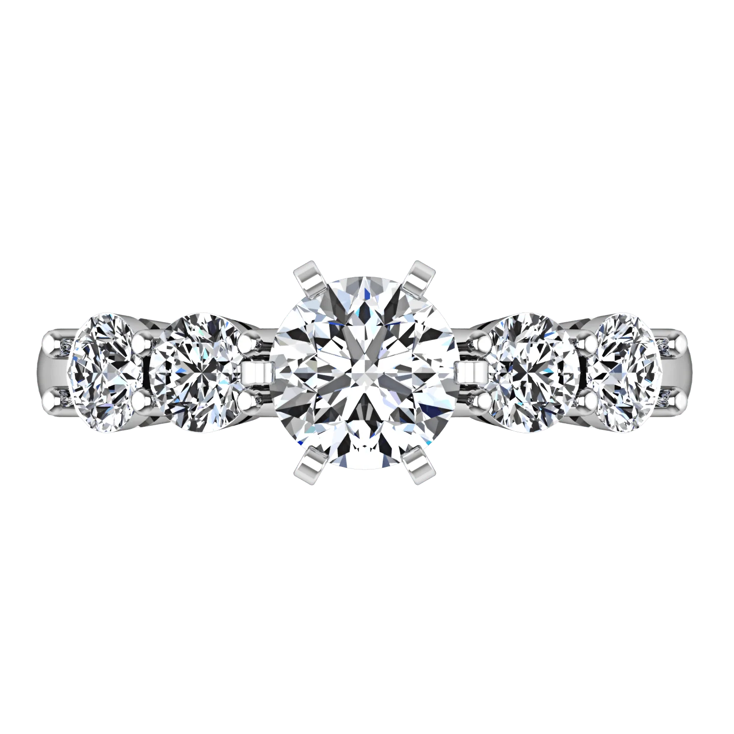 Round Diamond Pave Engagement Ring Journey 14K White Gold - Image 3