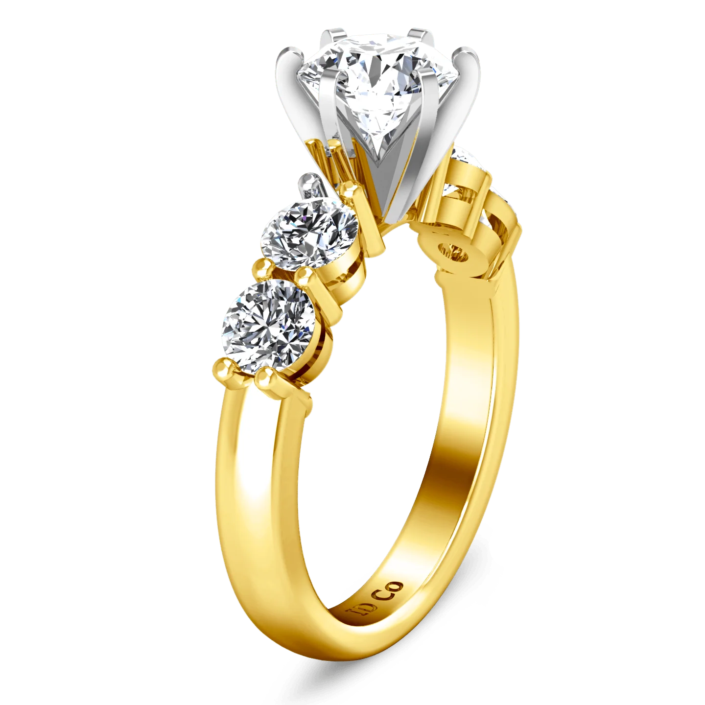 Pave Diamond EngagementRing Journey 14K Yellow Gold - Image 2