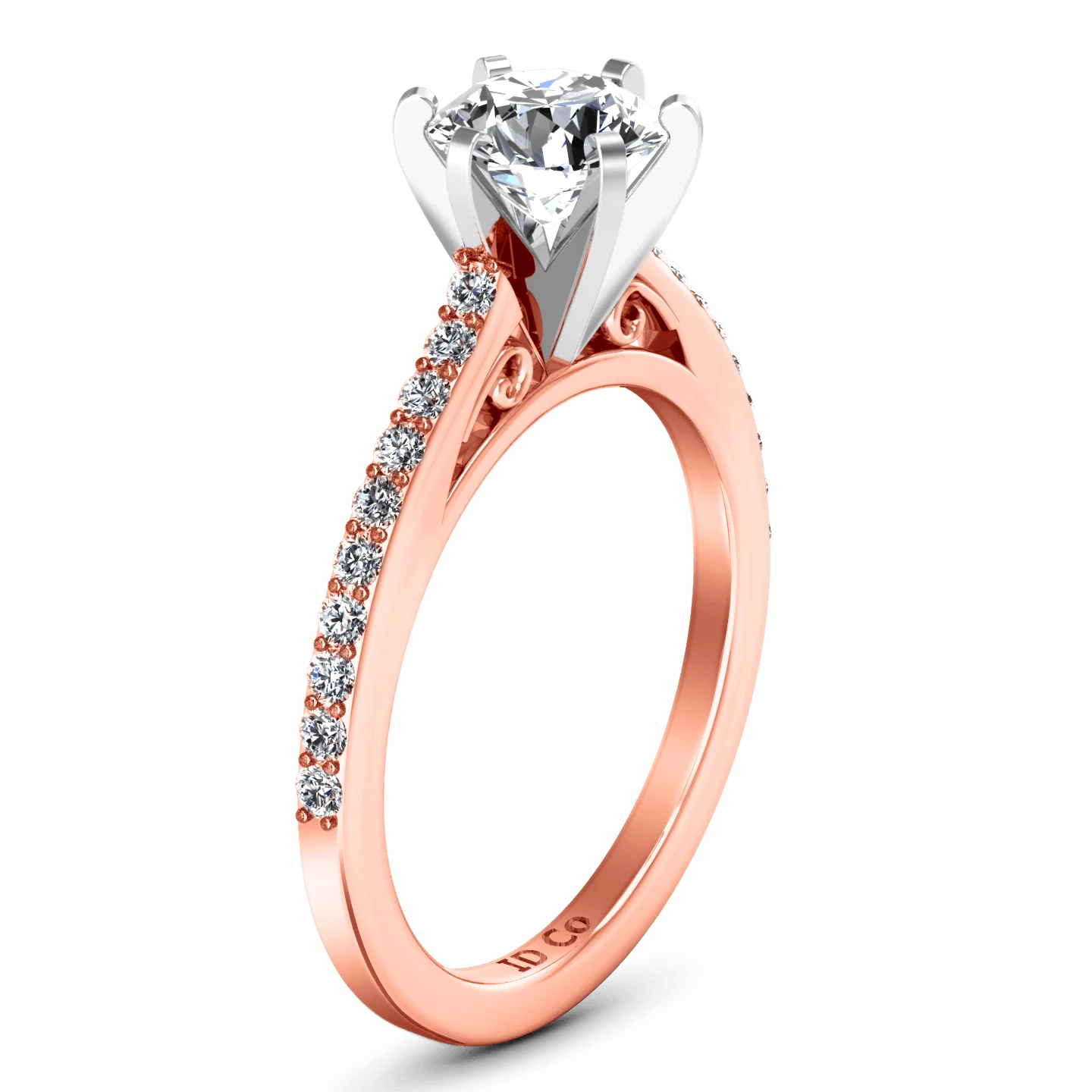 Pave Diamond Engagement Ring Juliette 14K Rose Gold - Image 2