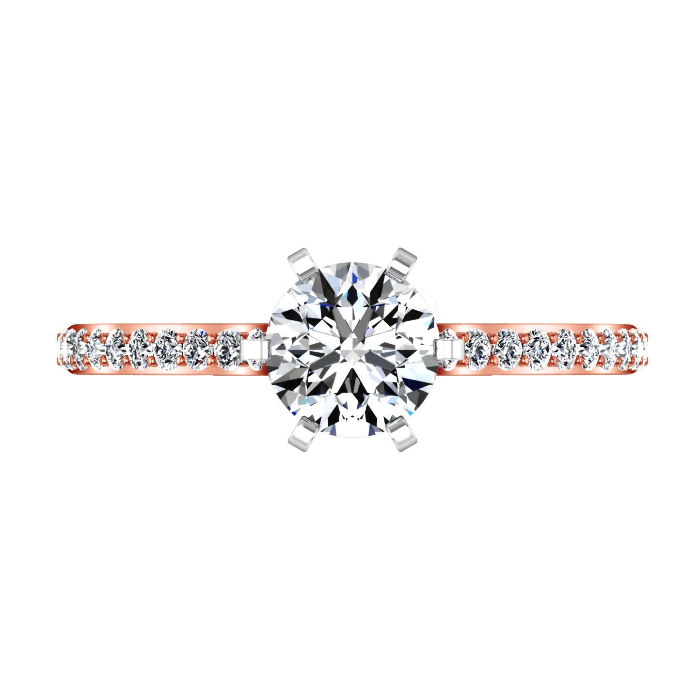 Pave Diamond Engagement Ring Juliette 14K Rose Gold - Image 3