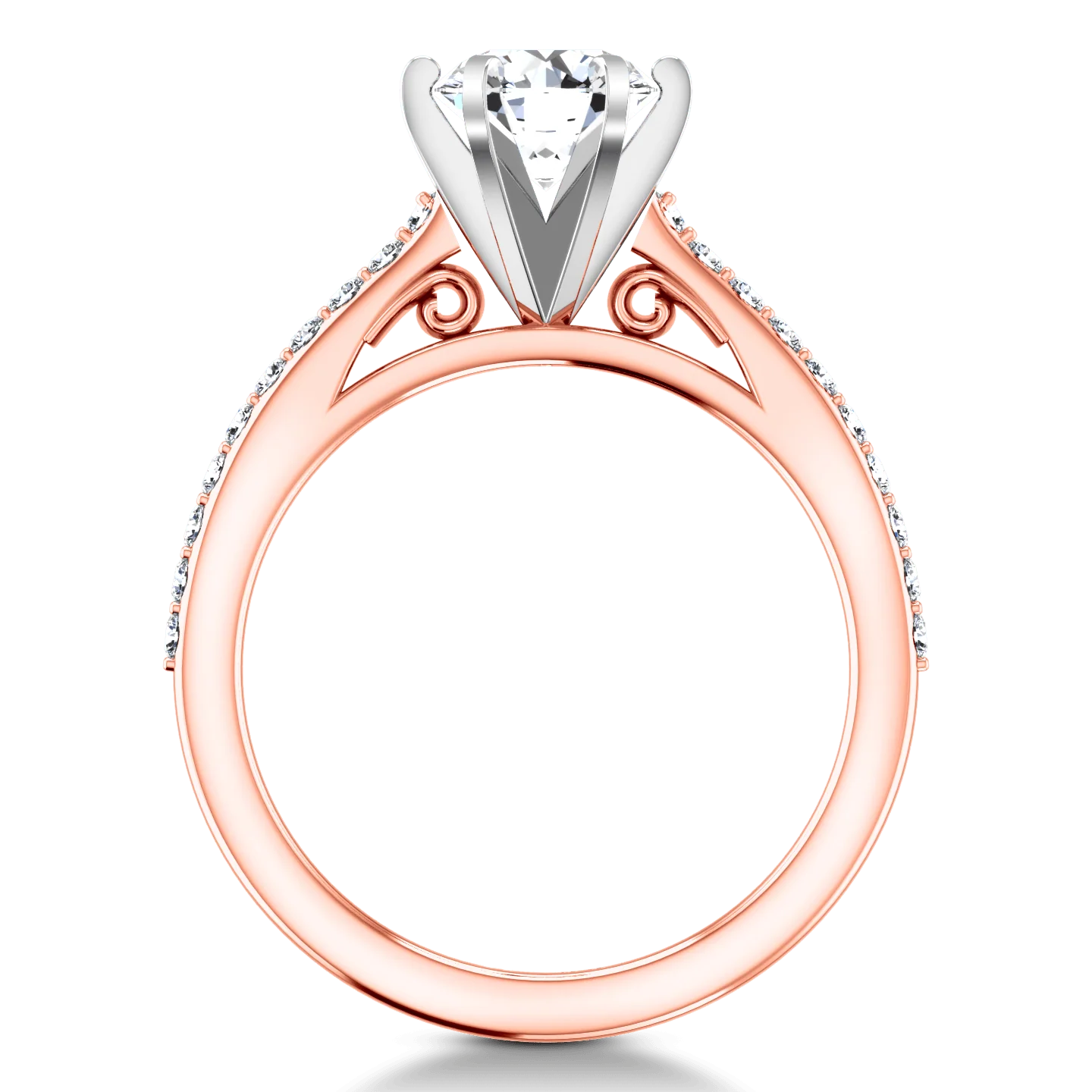 Pave Diamond Engagement Ring Juliette 14K Rose Gold - Image 4