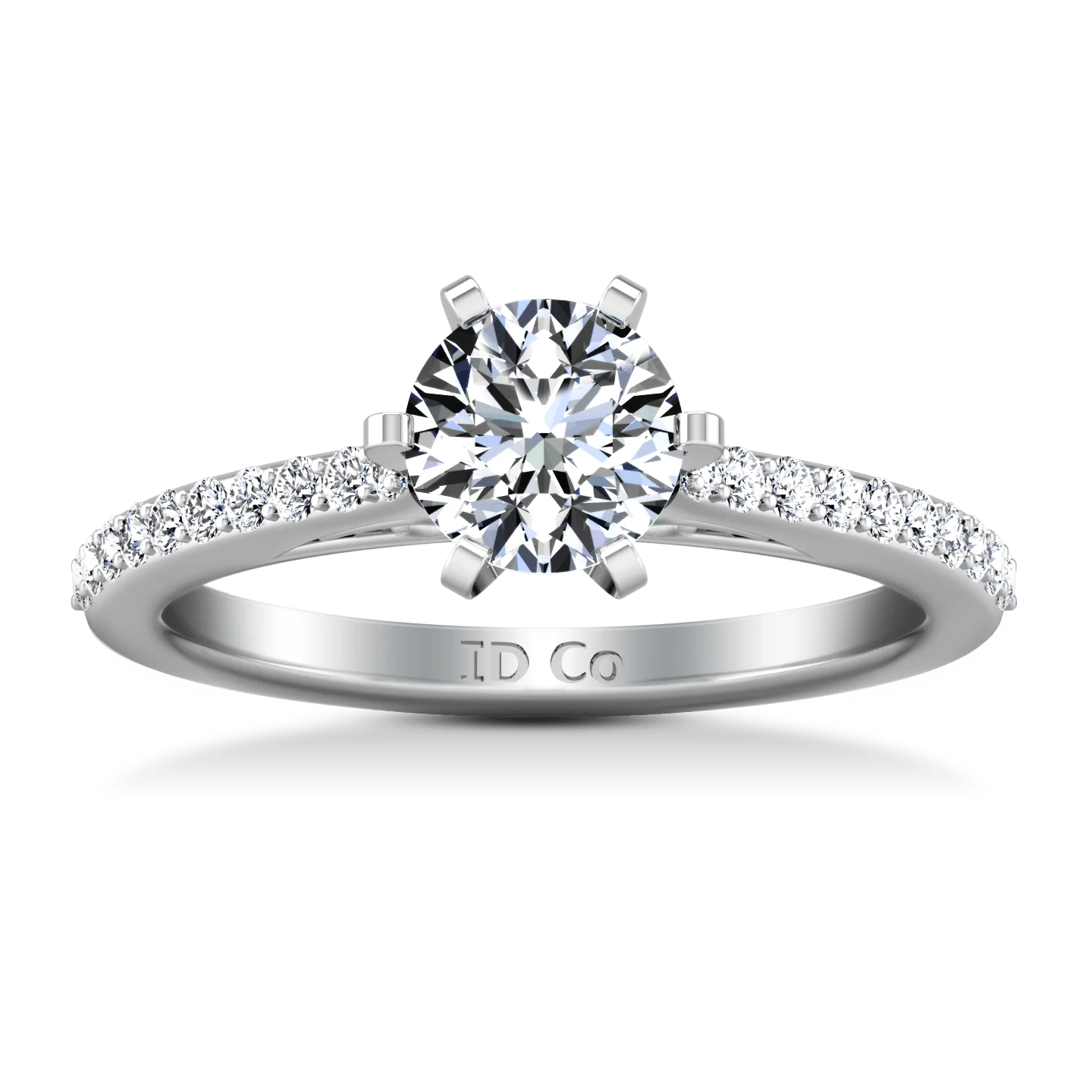 Round Diamond Pave Engagement Ring Juliette 14K White Gold