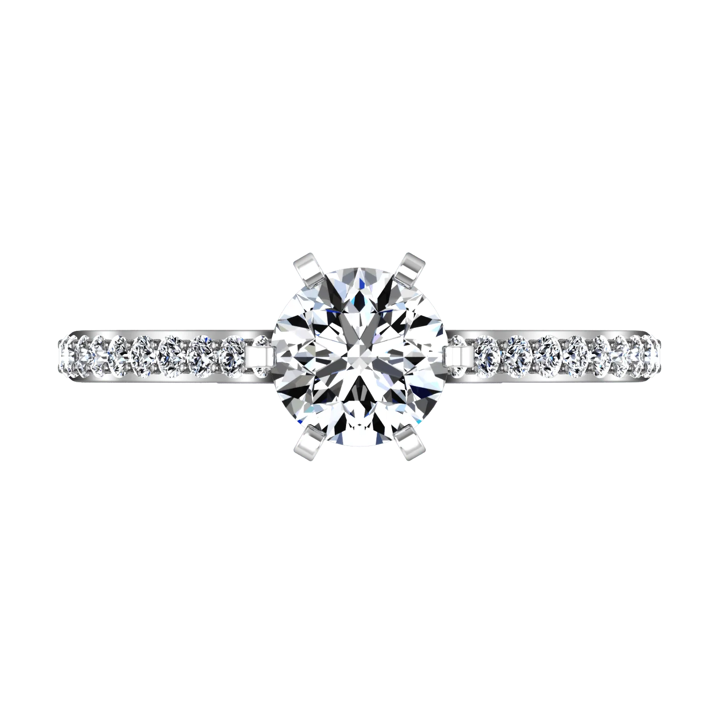 Round Diamond Pave Engagement Ring Juliette 14K White Gold - Image 3