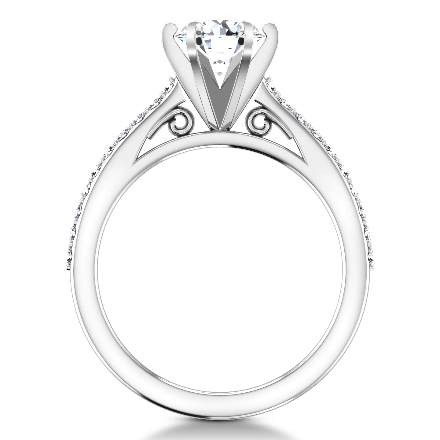 Round Diamond Pave Engagement Ring Juliette 14K White Gold - Image 4