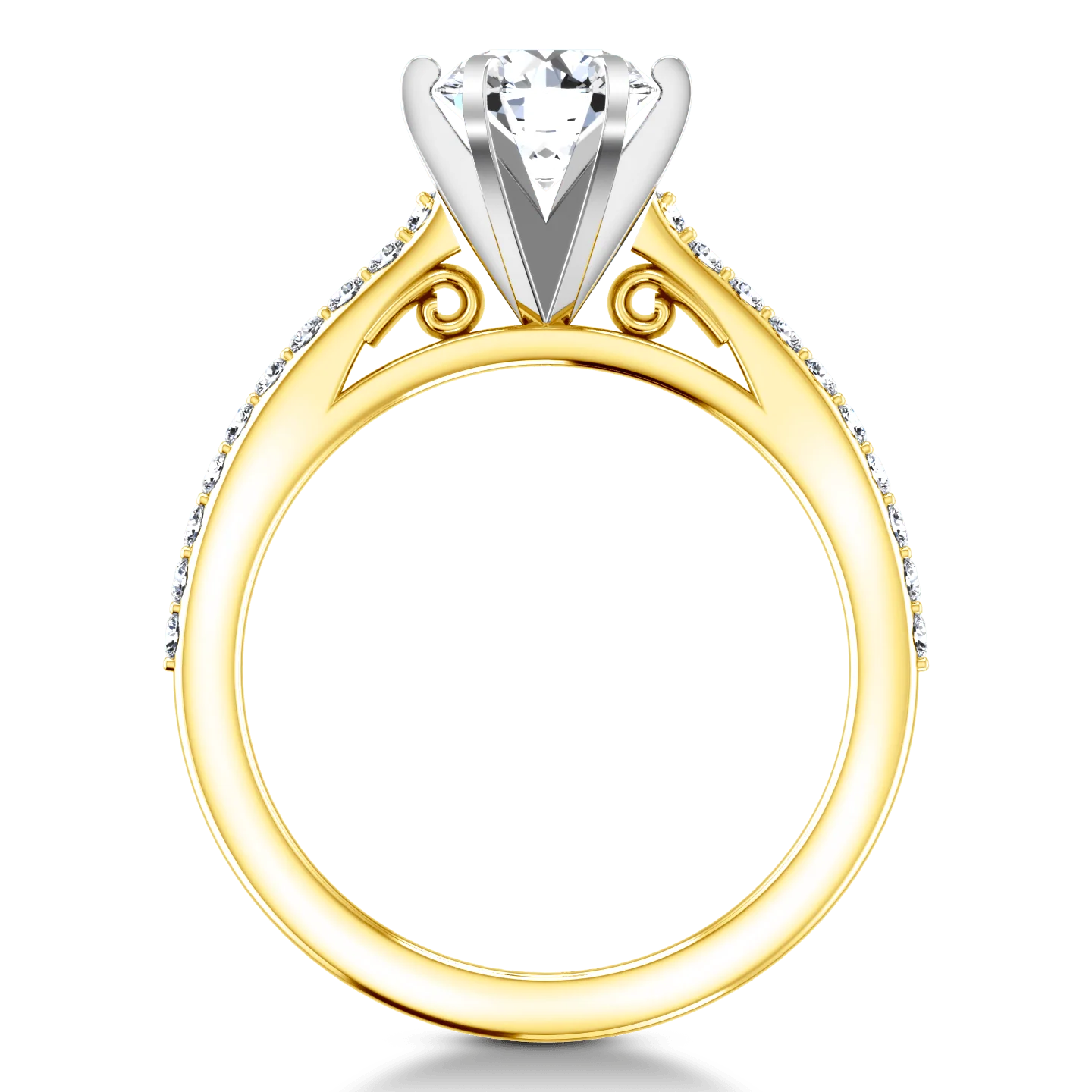 Pave Diamond EngagementRing Juliette 14K Yellow Gold - Image 3