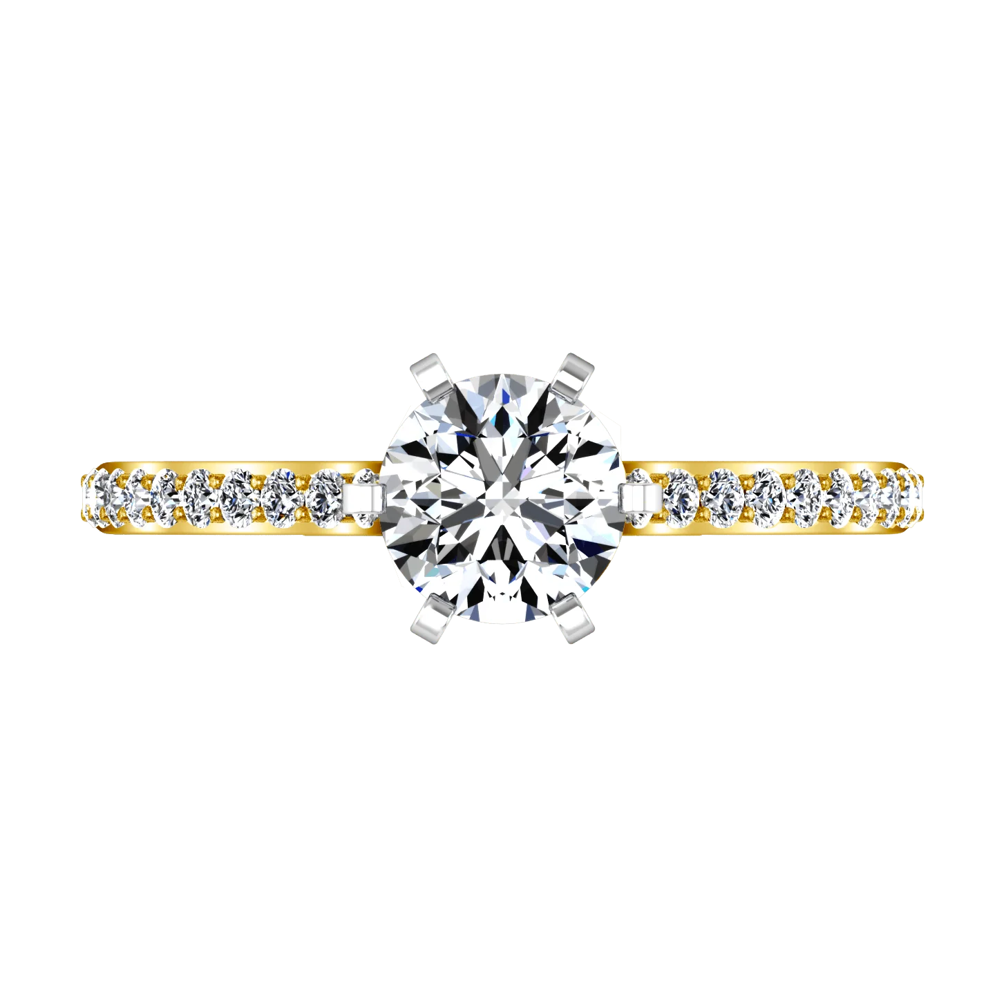 Pave Diamond EngagementRing Juliette 14K Yellow Gold - Image 4