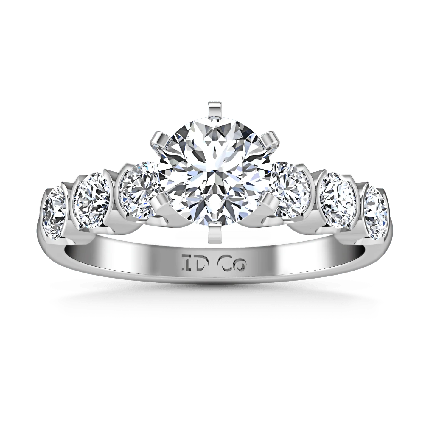 Round Diamond Pave Engagement Ring Karen 14K White Gold