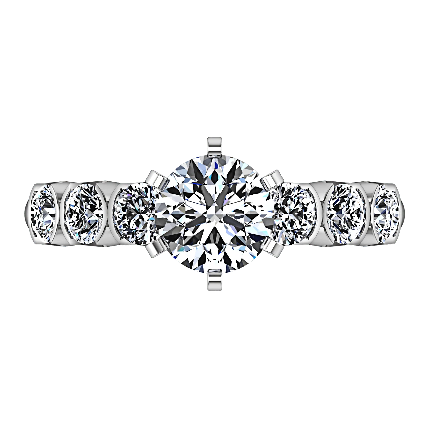 Round Diamond Pave Engagement Ring Karen 14K White Gold - Image 3