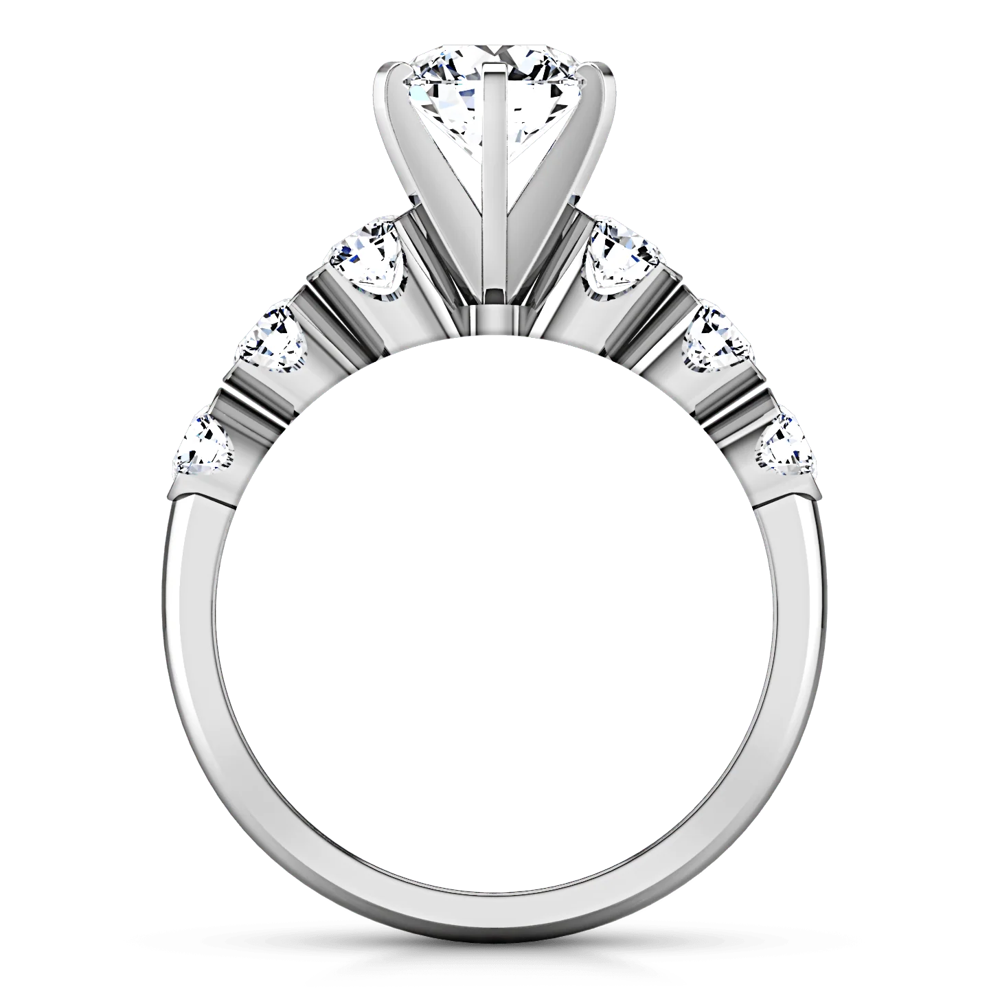 Round Diamond Pave Engagement Ring Karen 14K White Gold - Image 4