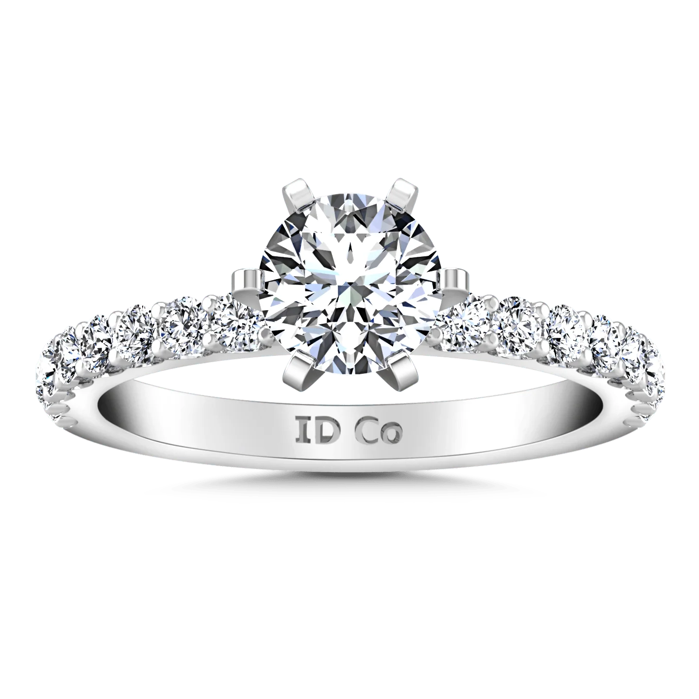 Round Diamond Pave Engagement Ring Lauren 14K White Gold