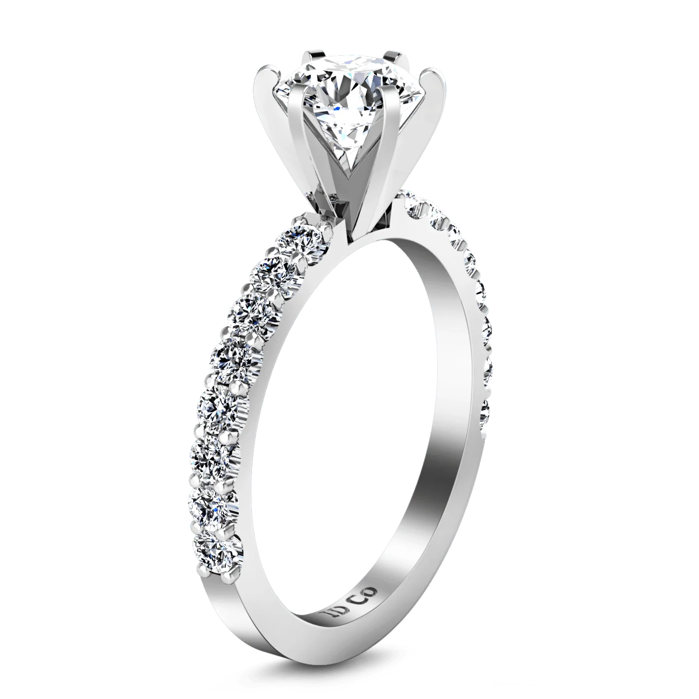 Round Diamond Pave Engagement Ring Lauren 14K White Gold - Image 2