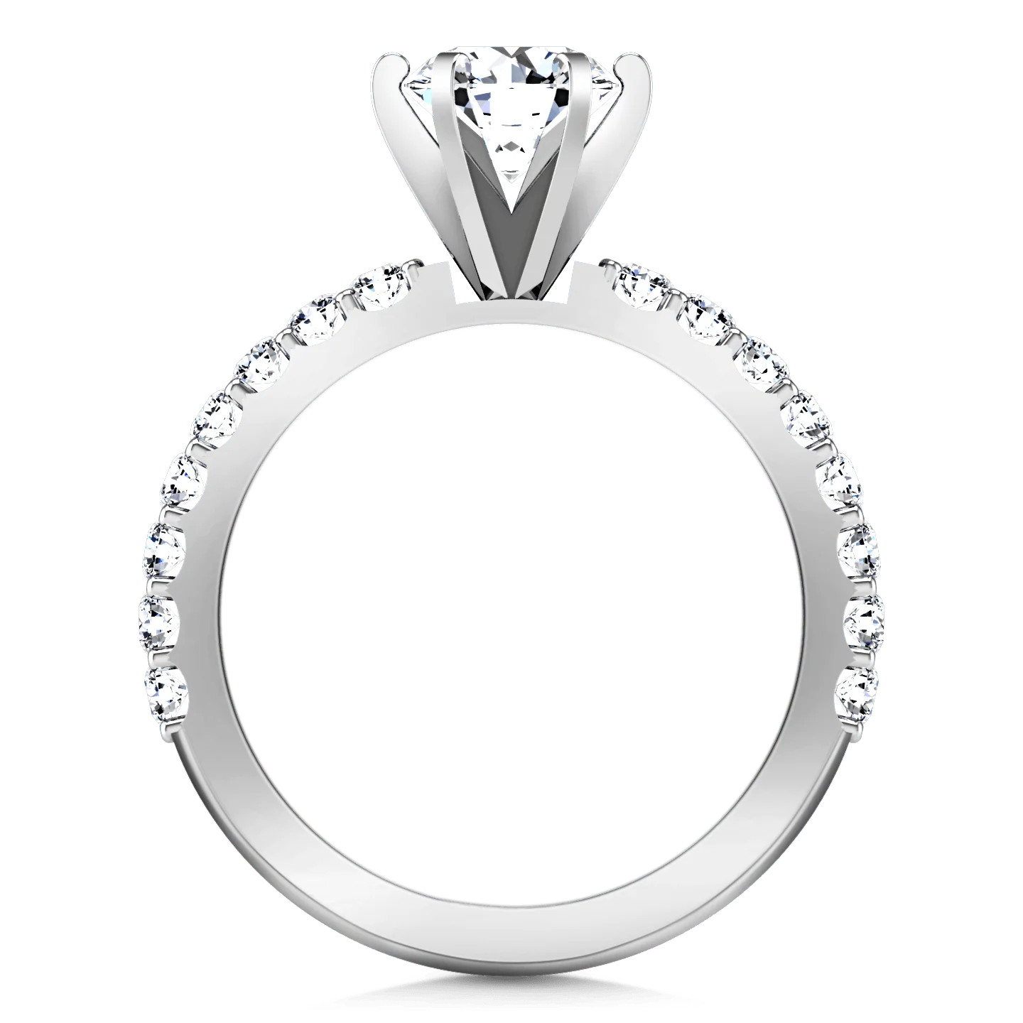 Round Diamond Pave Engagement Ring Lauren 14K White Gold - Image 3
