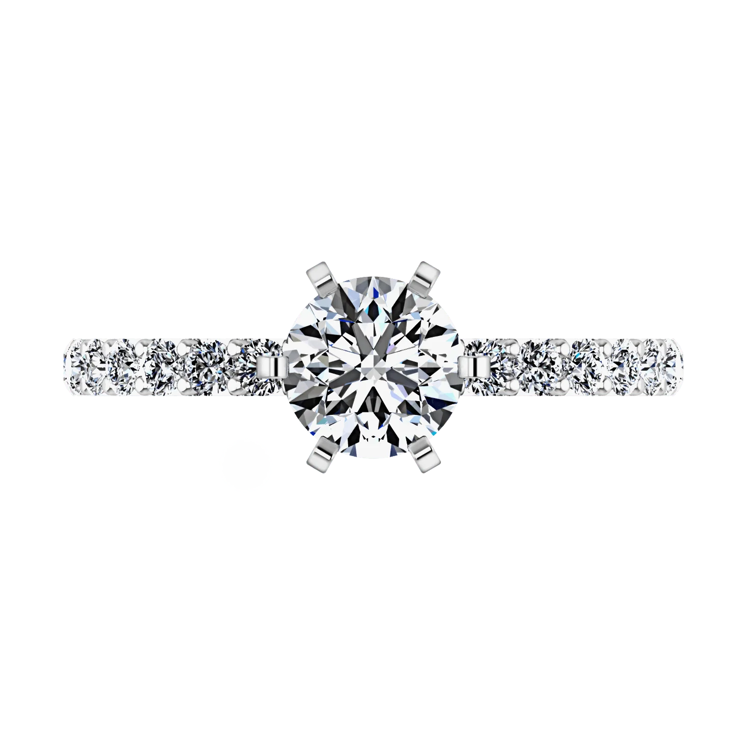 Round Diamond Pave Engagement Ring Lauren 14K White Gold - Image 4