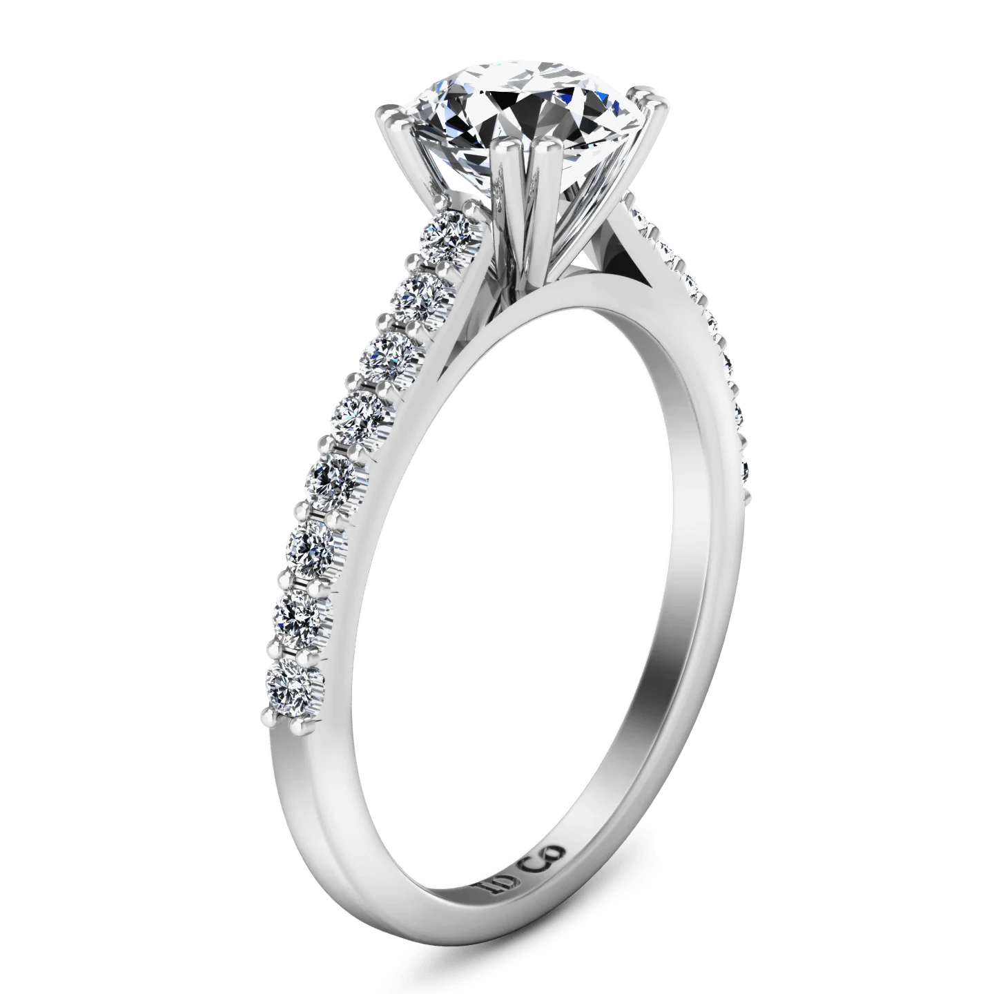 Round Diamond Pave Engagement Ring Legacy 14K White Gold - Image 2