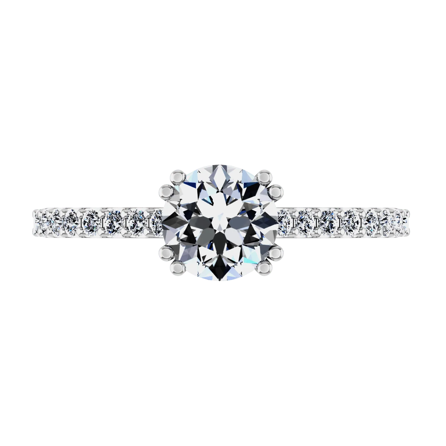 Round Diamond Pave Engagement Ring Legacy 14K White Gold - Image 3