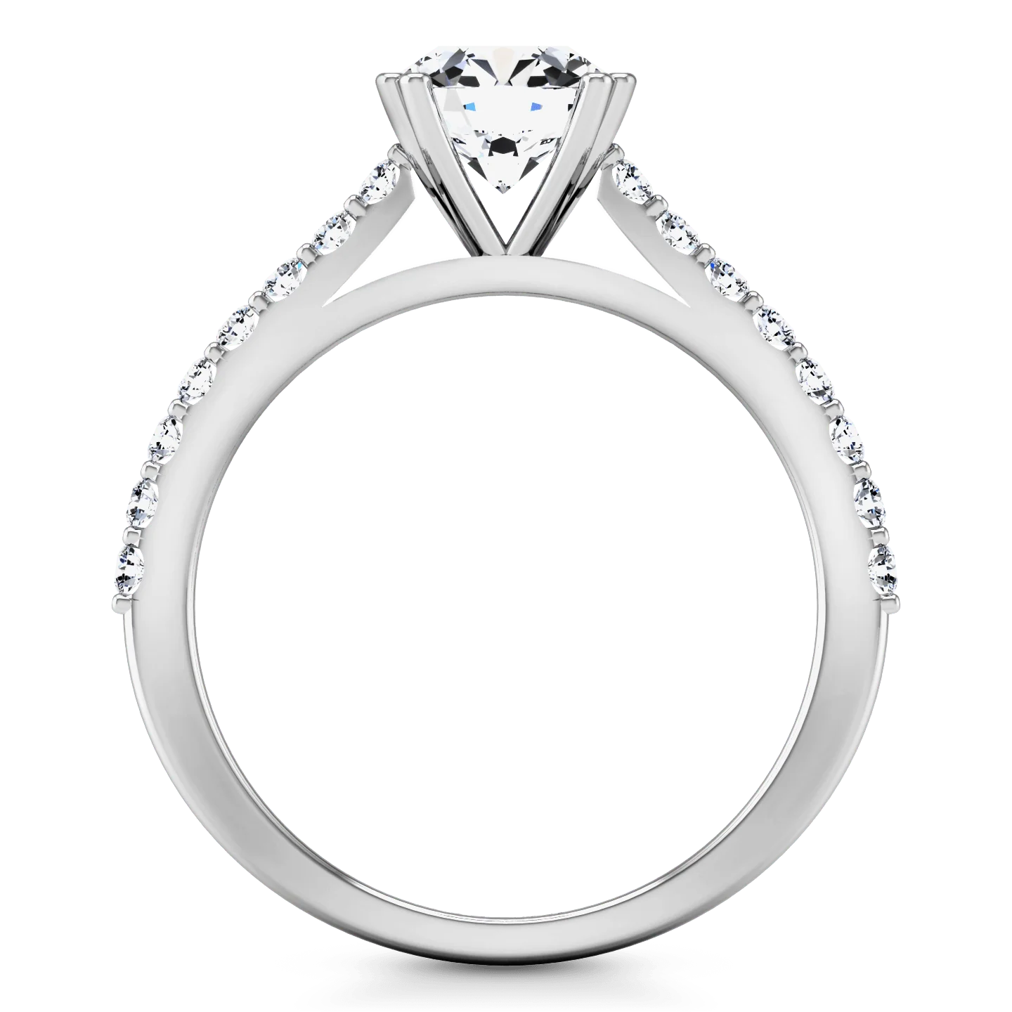 Round Diamond Pave Engagement Ring Legacy 14K White Gold - Image 4
