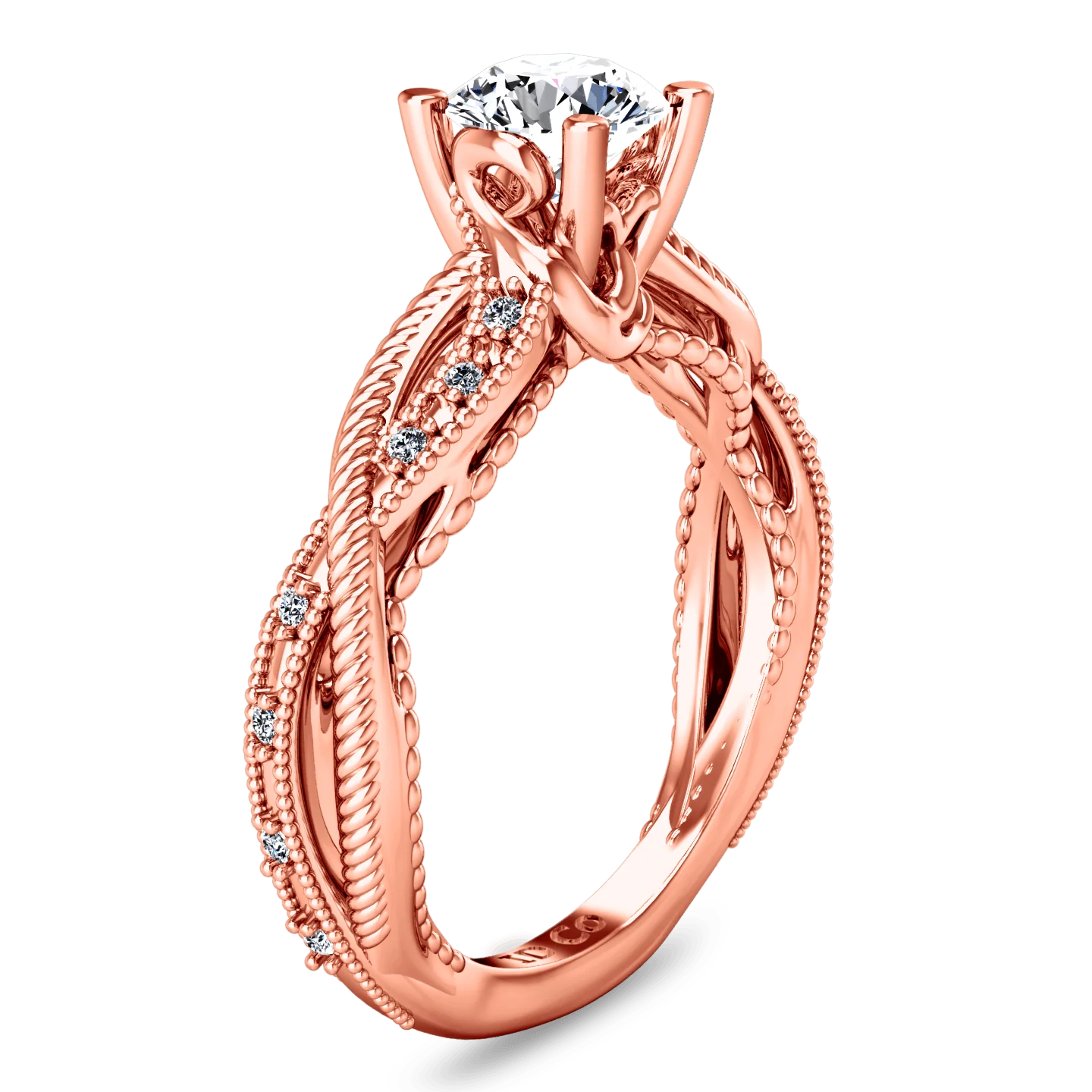 Pave Diamond Engagement Ring Maeve 14K Rose Gold - Image 2