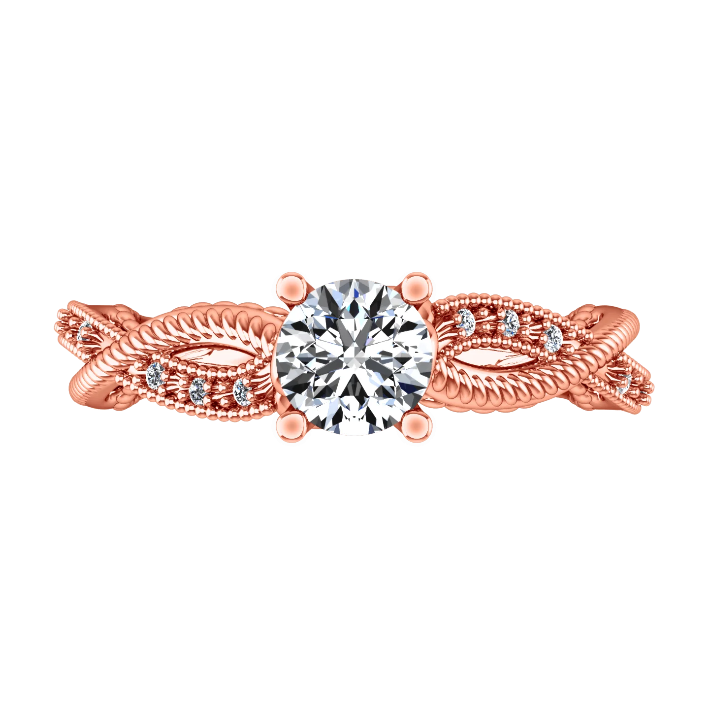 Pave Diamond Engagement Ring Maeve 14K Rose Gold - Image 4